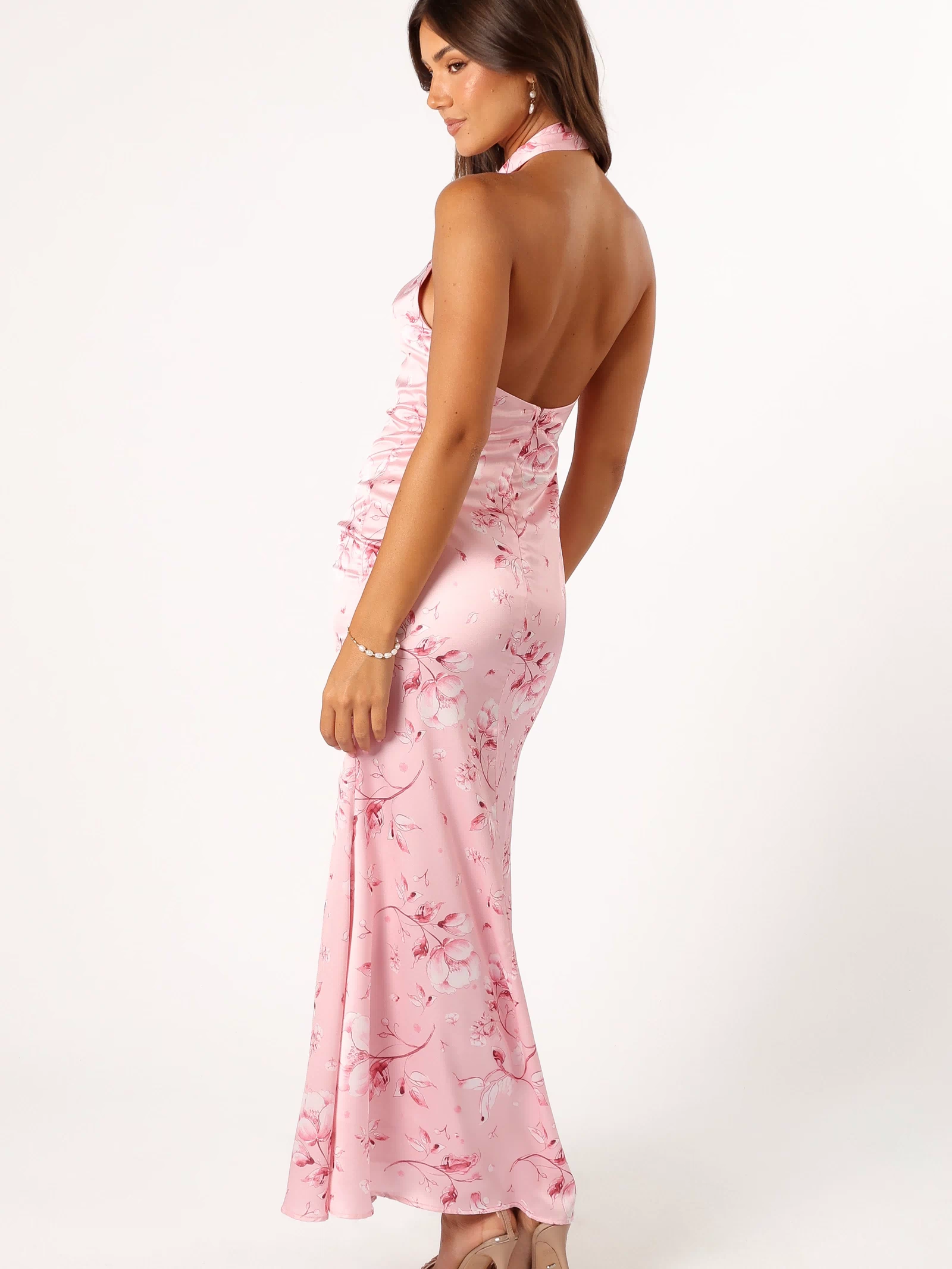 Petal and Pup USA DRESSES Mila Halterneck Maxi Dress - Pink Floral
