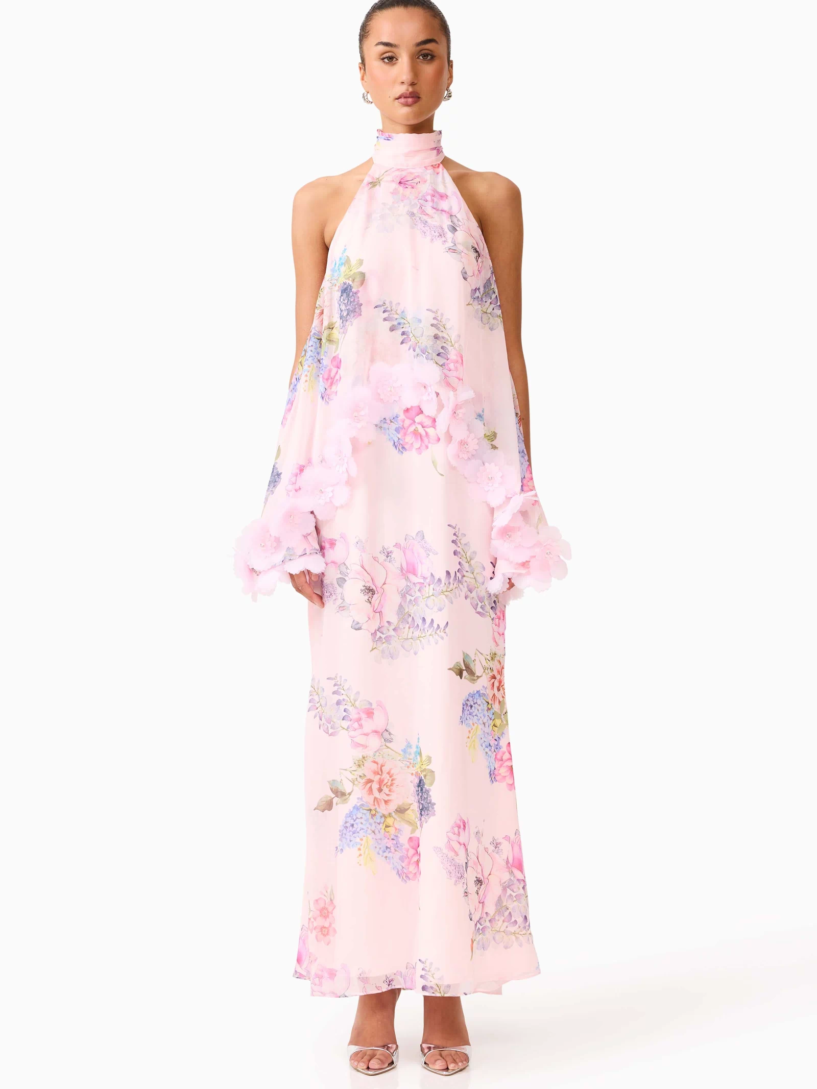 Millie Tiered Gown in Pink Floral