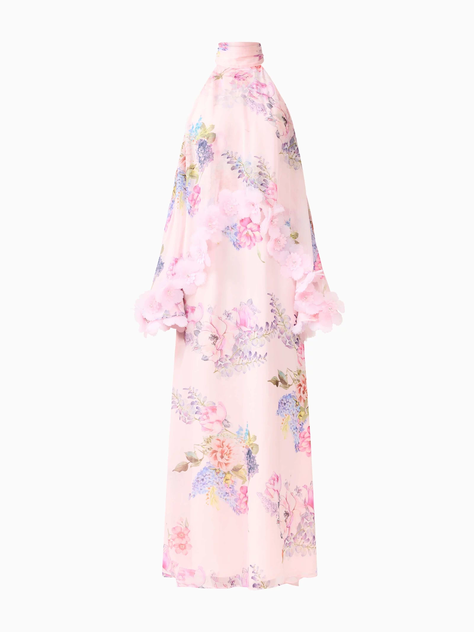 Millie Tiered Gown in Pink Floral ghost shot 
