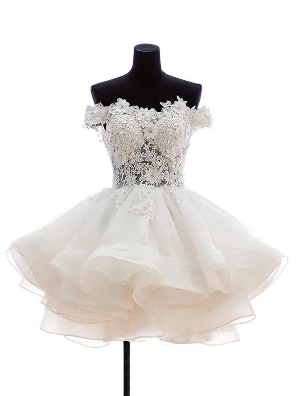 Mini Tulle Lace Short Prom Dress, Lace Cute Homecoming Dress