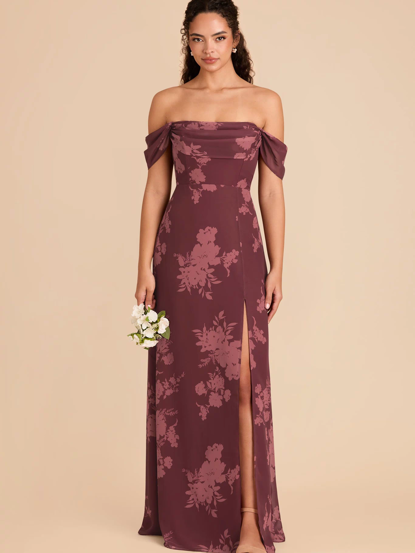 Mira Chiffon Dress - Sangria Whimsical Blooms