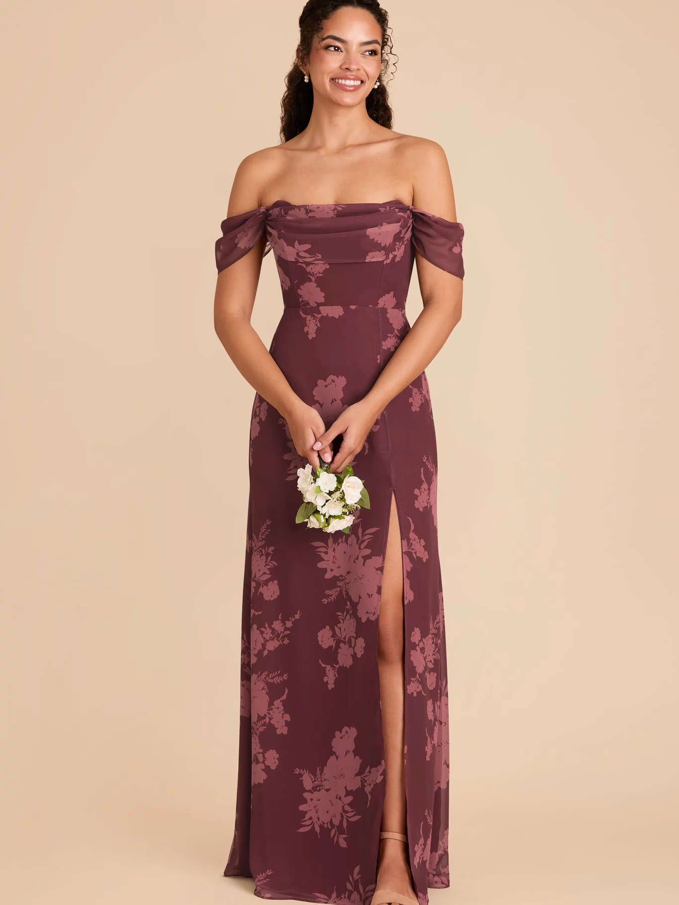 Sangria Whimsical Blooms Mira Chiffon Dress by Birdy Grey