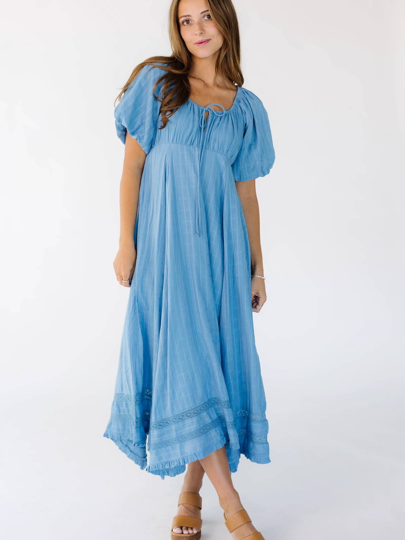 Citrus Lyon Spring Maxi Dress in blue for women and teens.