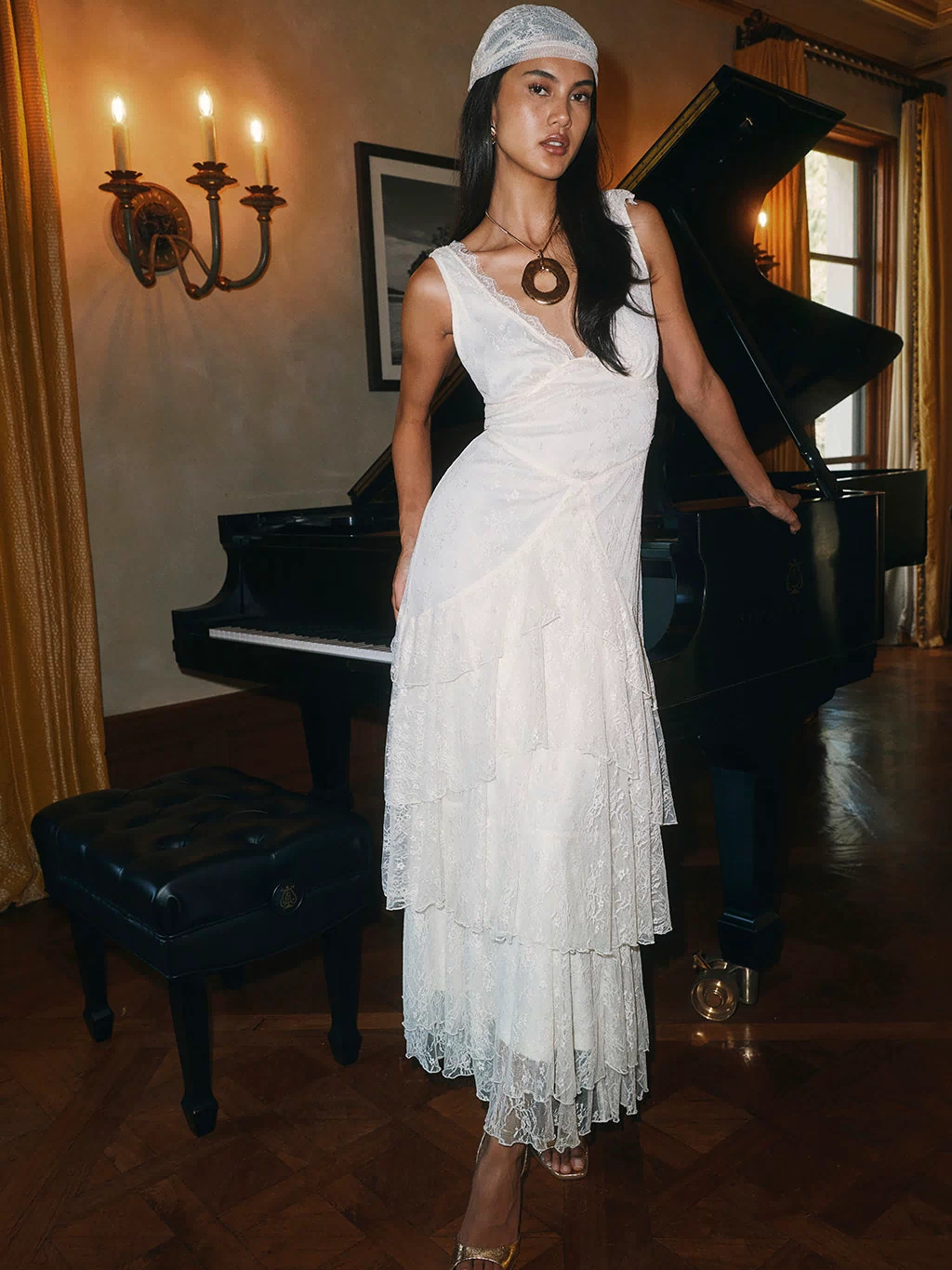 Mon Amour Cream Lace Maxi Dress