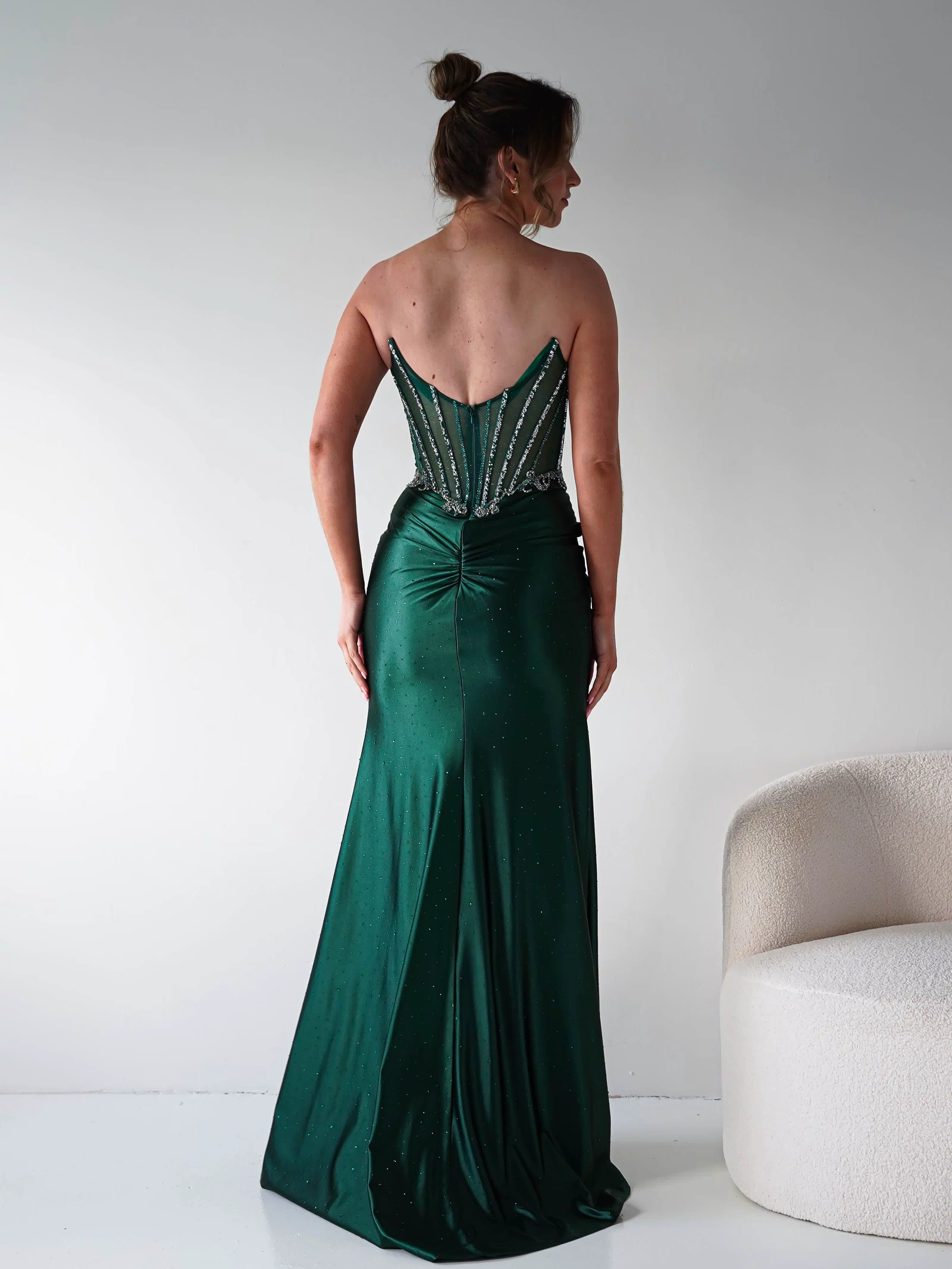 Monaco Rhinestone Strapless Gown | Emerald Green-Oh Hello Clothing