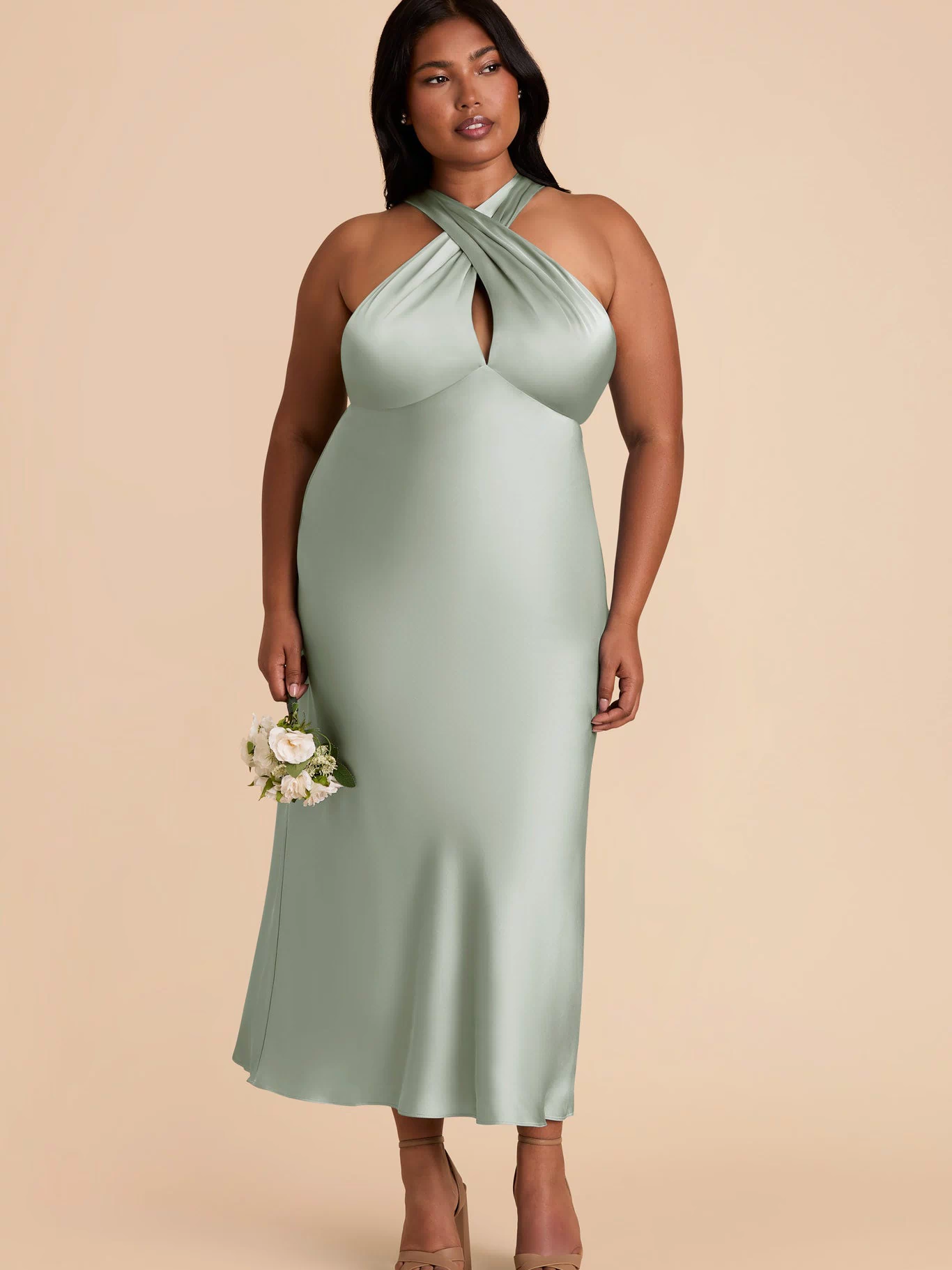 Sage Monique Matte Satin Dress by Birdy Grey