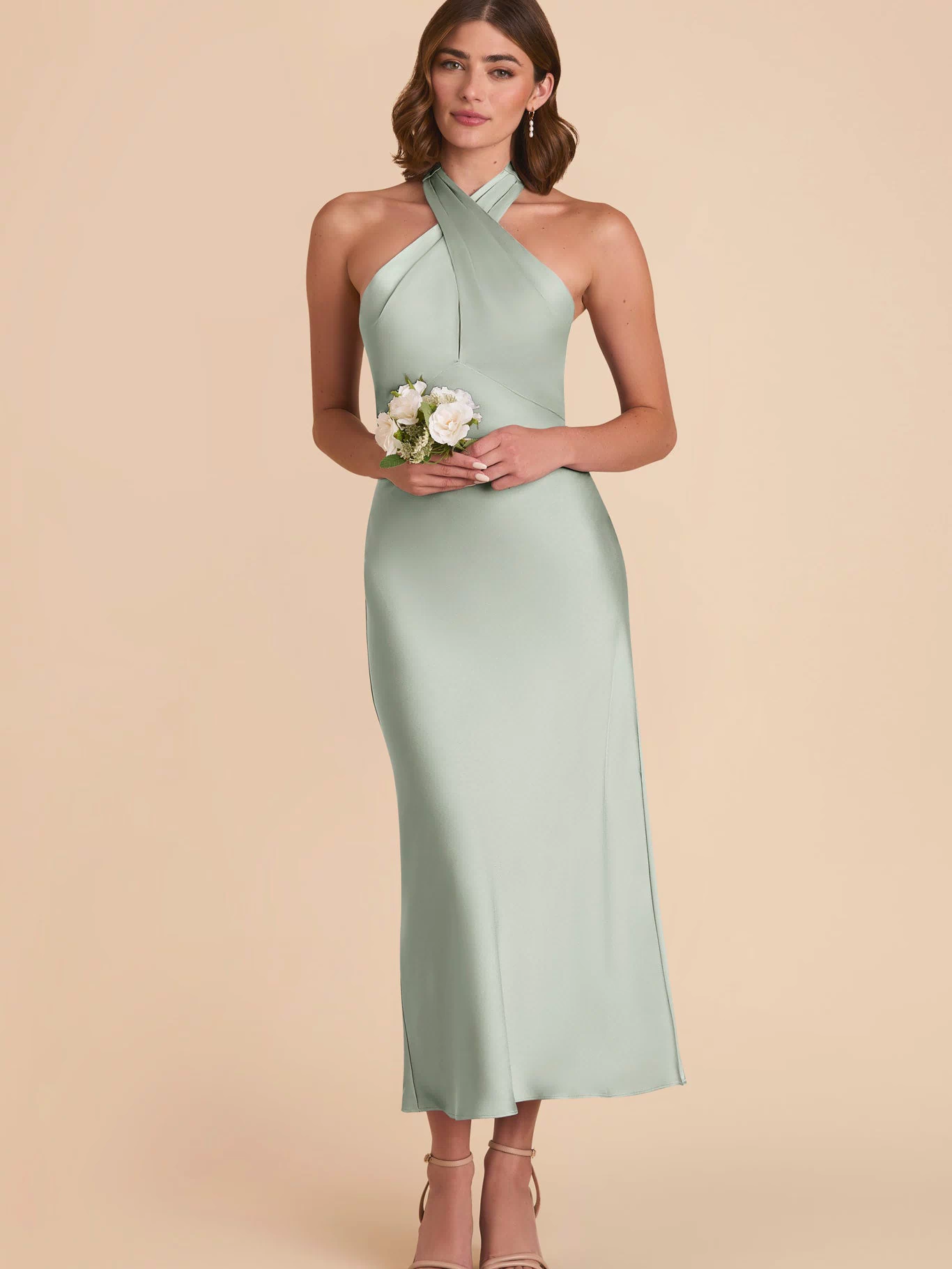 Sage Monique Matte Satin Dress by Birdy Grey