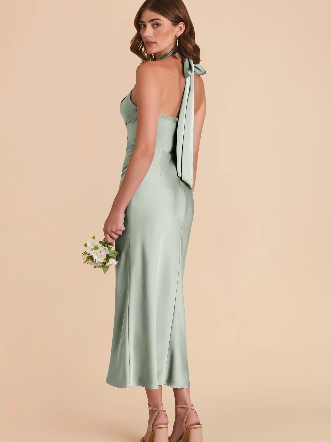 Sage Monique Matte Satin Dress by Birdy Grey