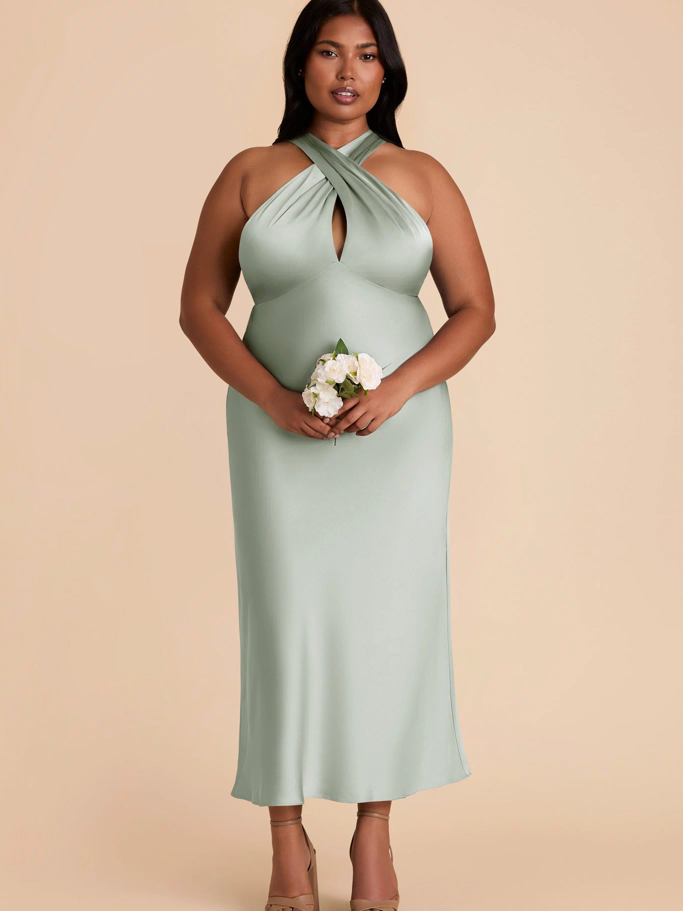 Sage Monique Matte Satin Dress by Birdy Grey