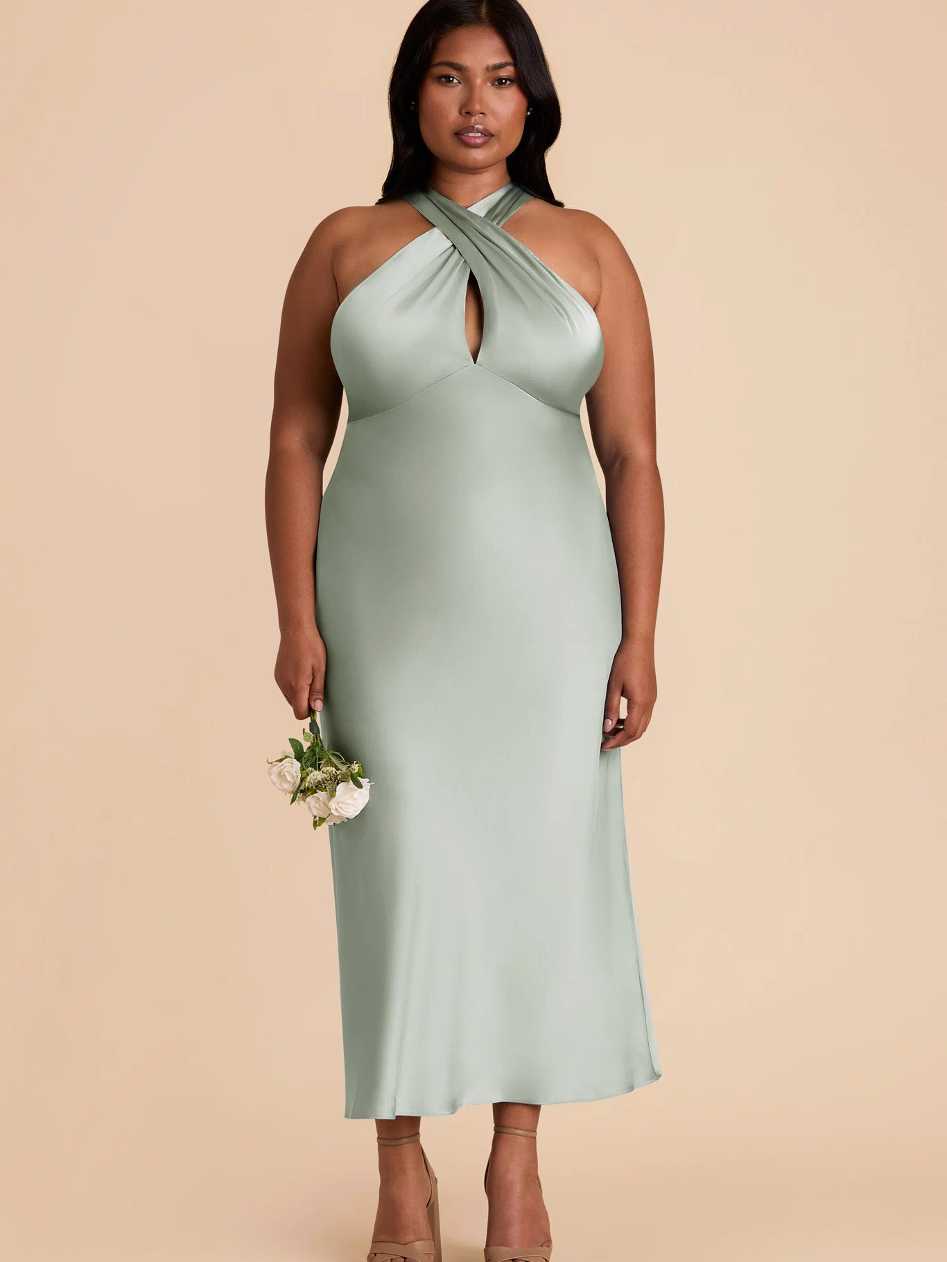 Sage Monique Matte Satin Dress by Birdy Grey