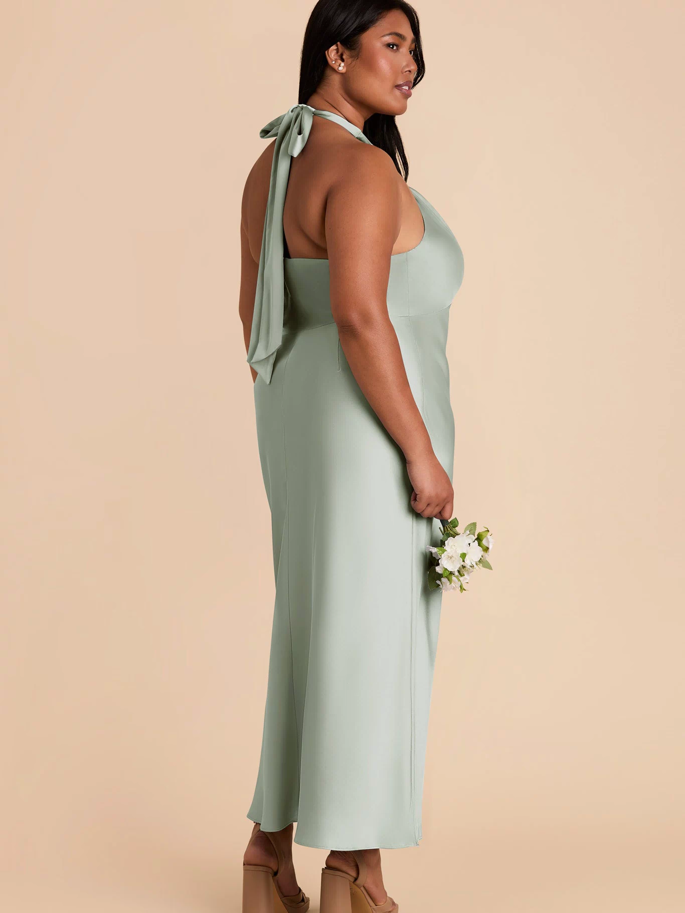 Sage Monique Matte Satin Dress by Birdy Grey