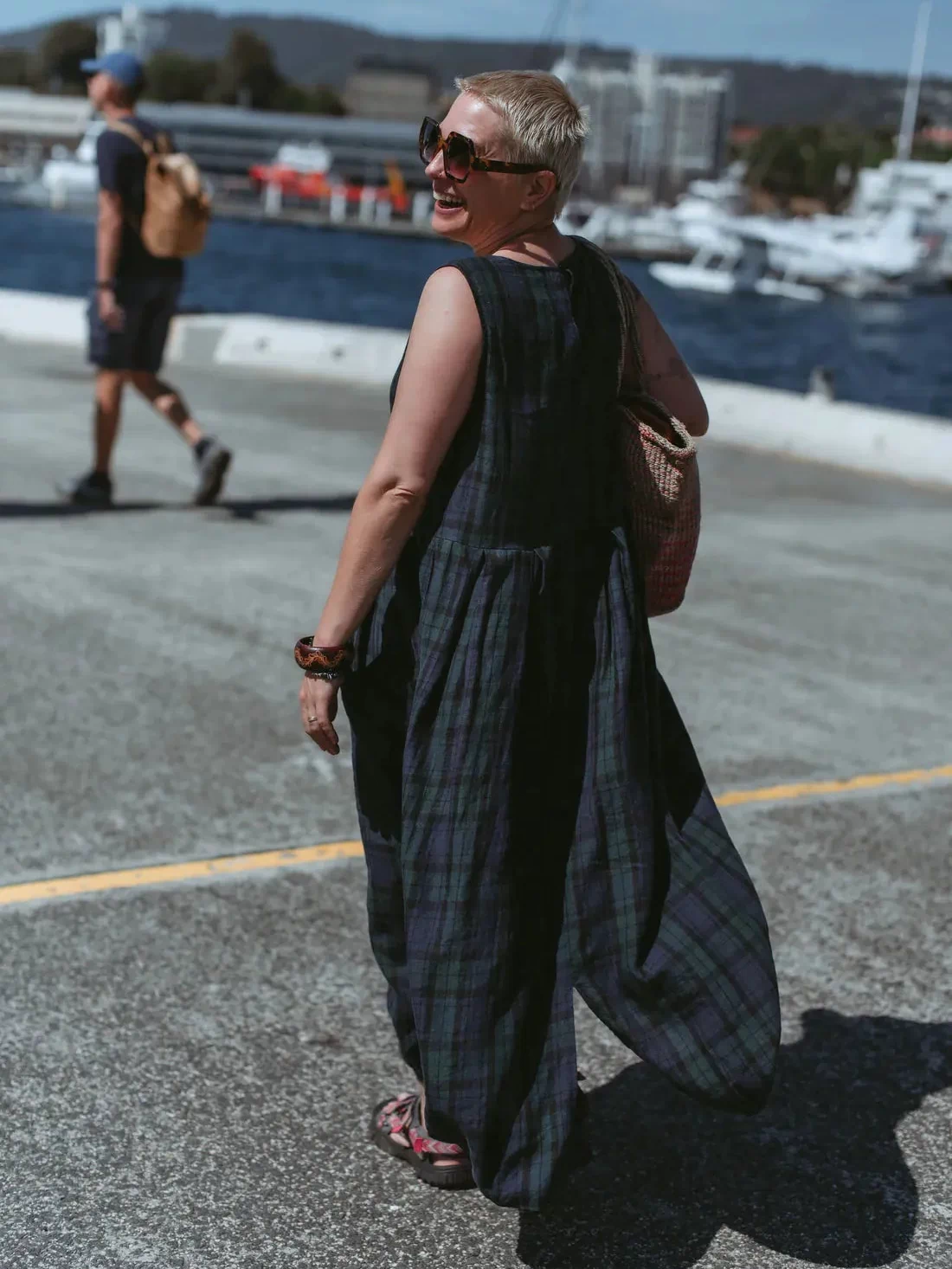 Montaigne Sartene Tartan French Linen Dress