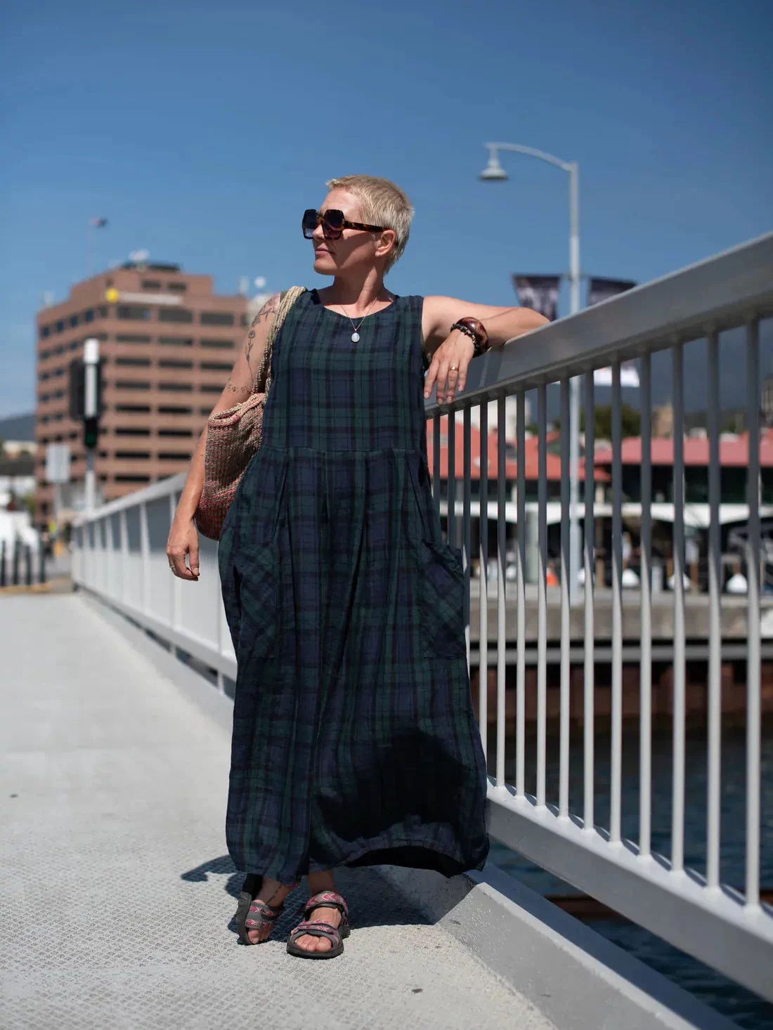 Montaigne Sartene Tartan French Linen Dress - Stay Wild Collective  Dress