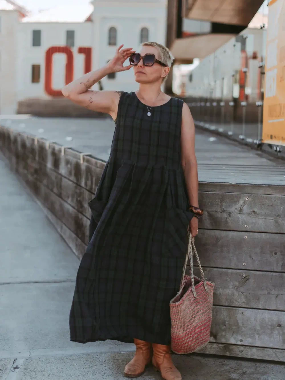Montaigne Sartene Tartan French Linen Dress - Stay Wild Collective  Dress