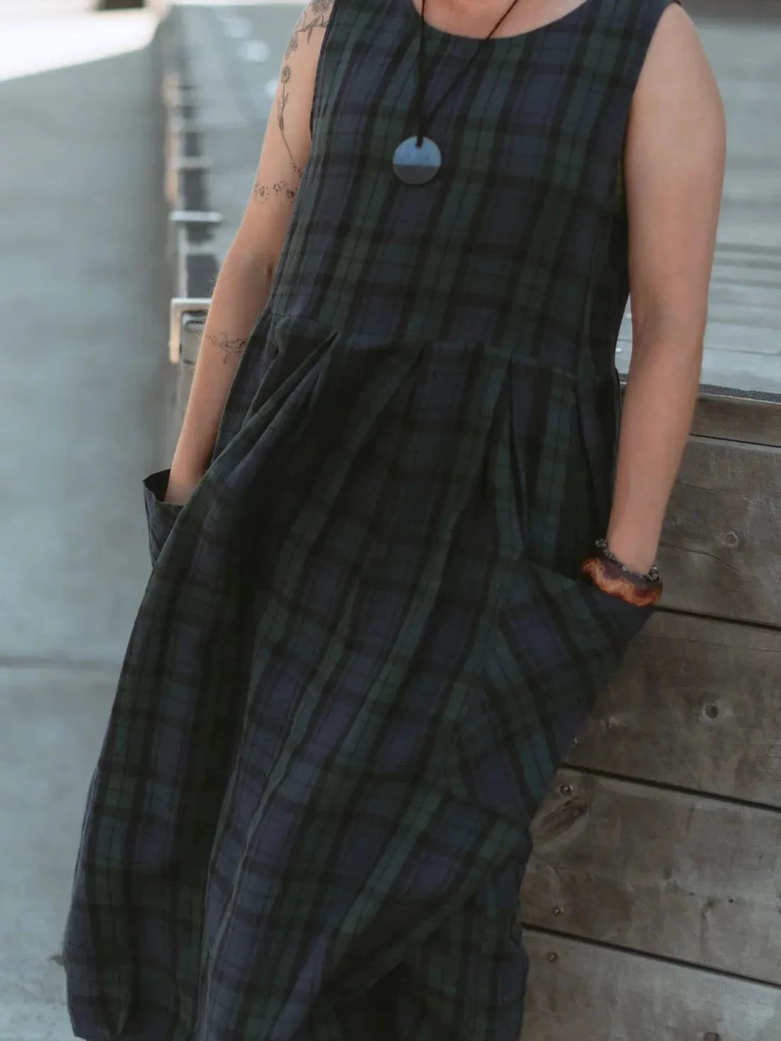 Montaigne Sartene Tartan French Linen Dress - Stay Wild Collective  Dress
