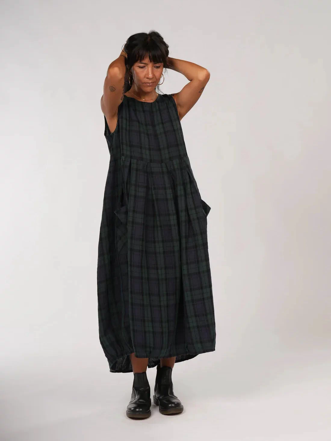 Montaigne Sartene Tartan French Linen Dress - Stay Wild Collective  Dress