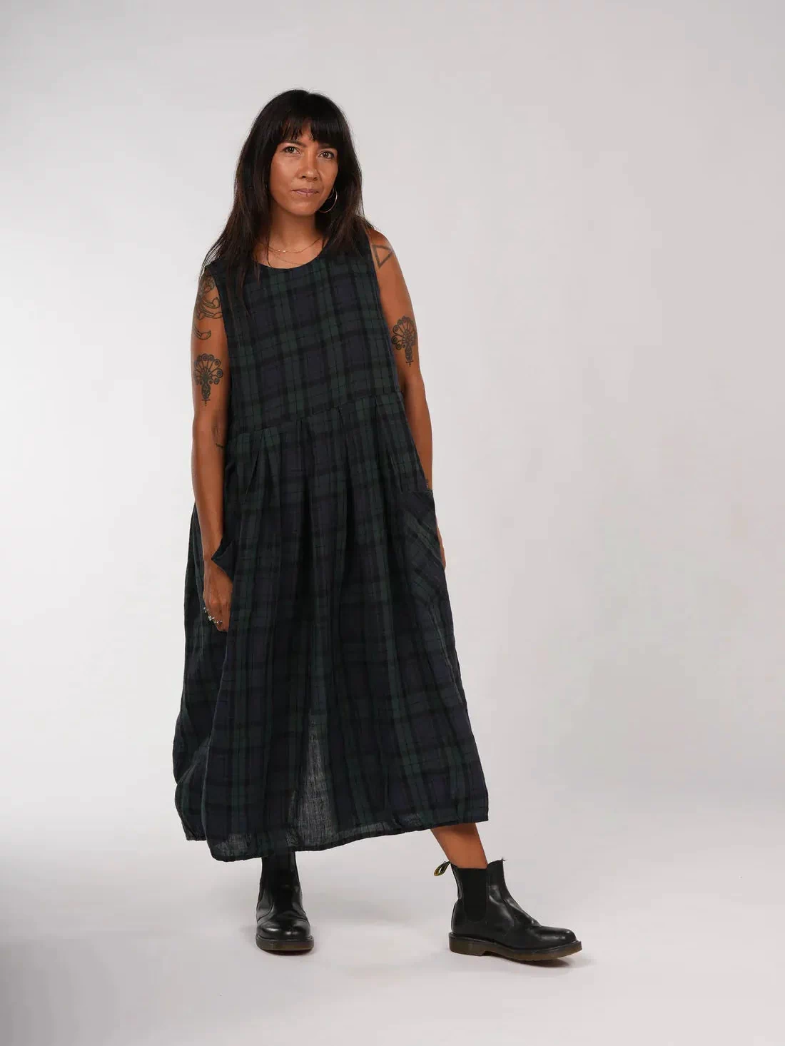 Montaigne Sartene Tartan French Linen Dress - Stay Wild Collective  Dress