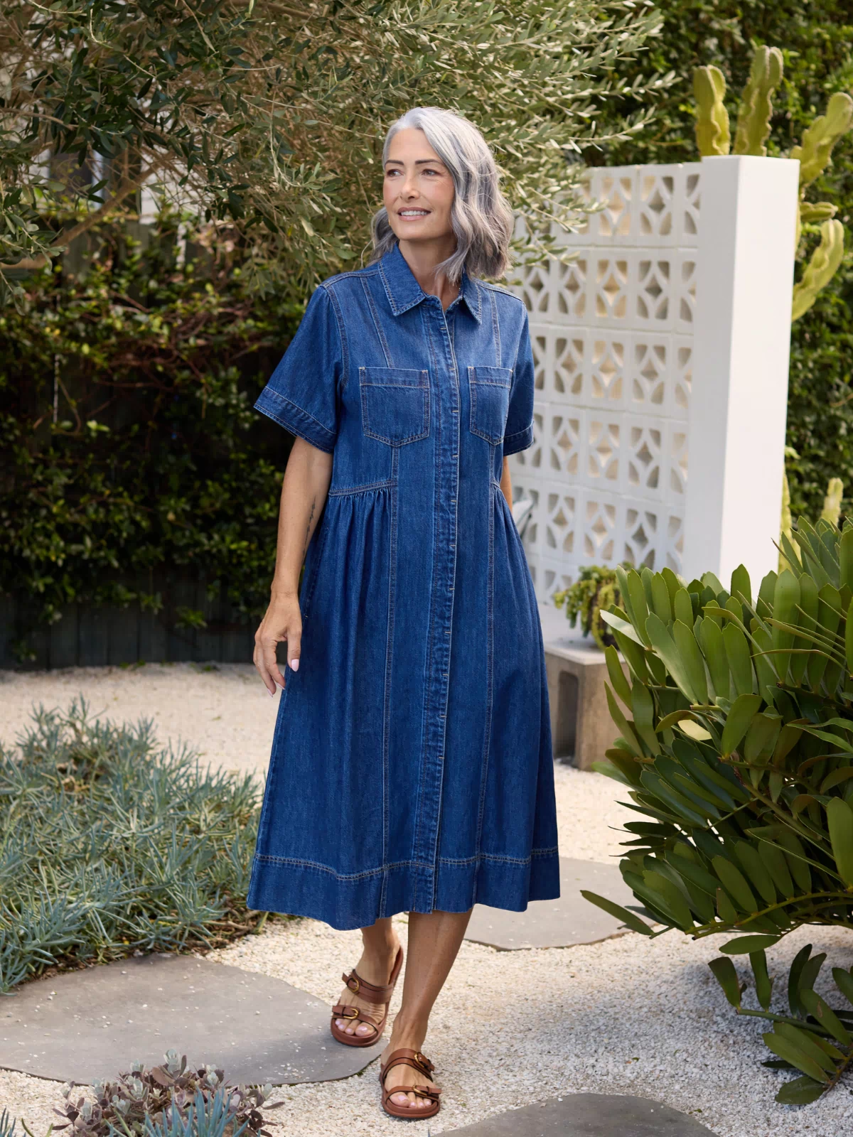 MONTANA DENIM SHIRTDRESS - MID BLUE