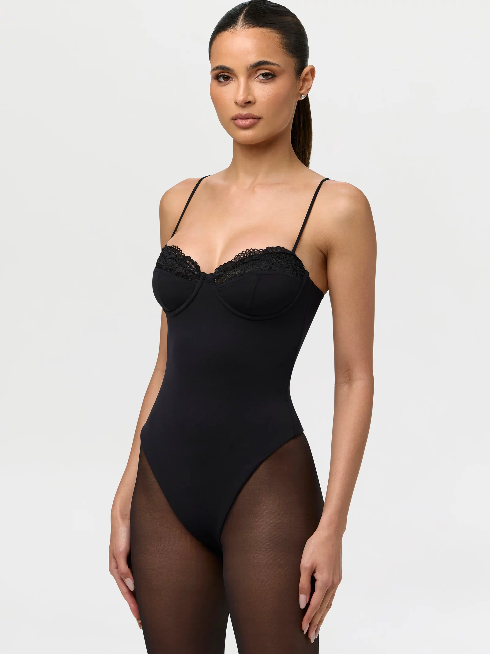 Black Naked Lace Balconette Bodysuit