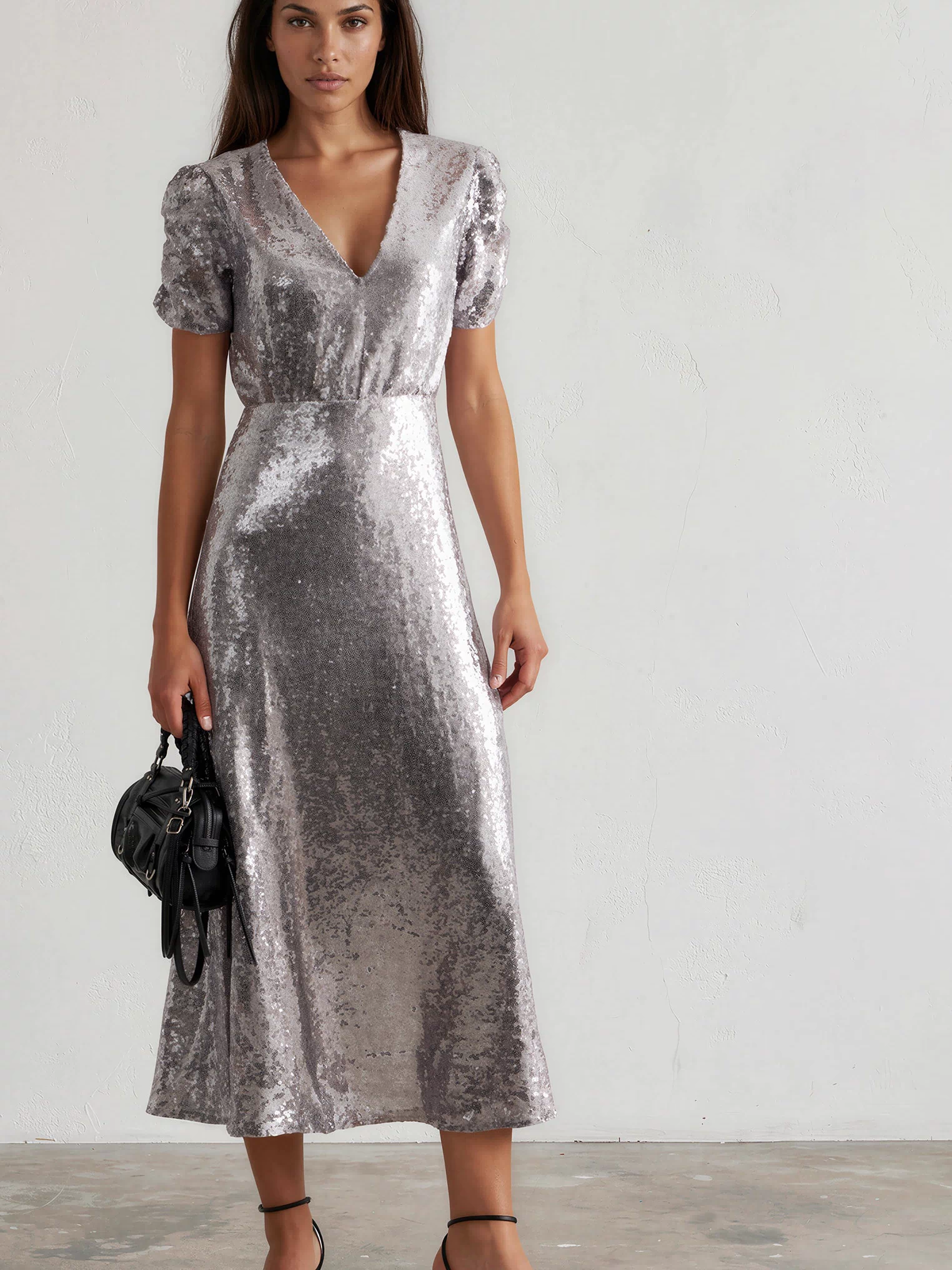 NAOMI DRESS SILVER SEQUIN