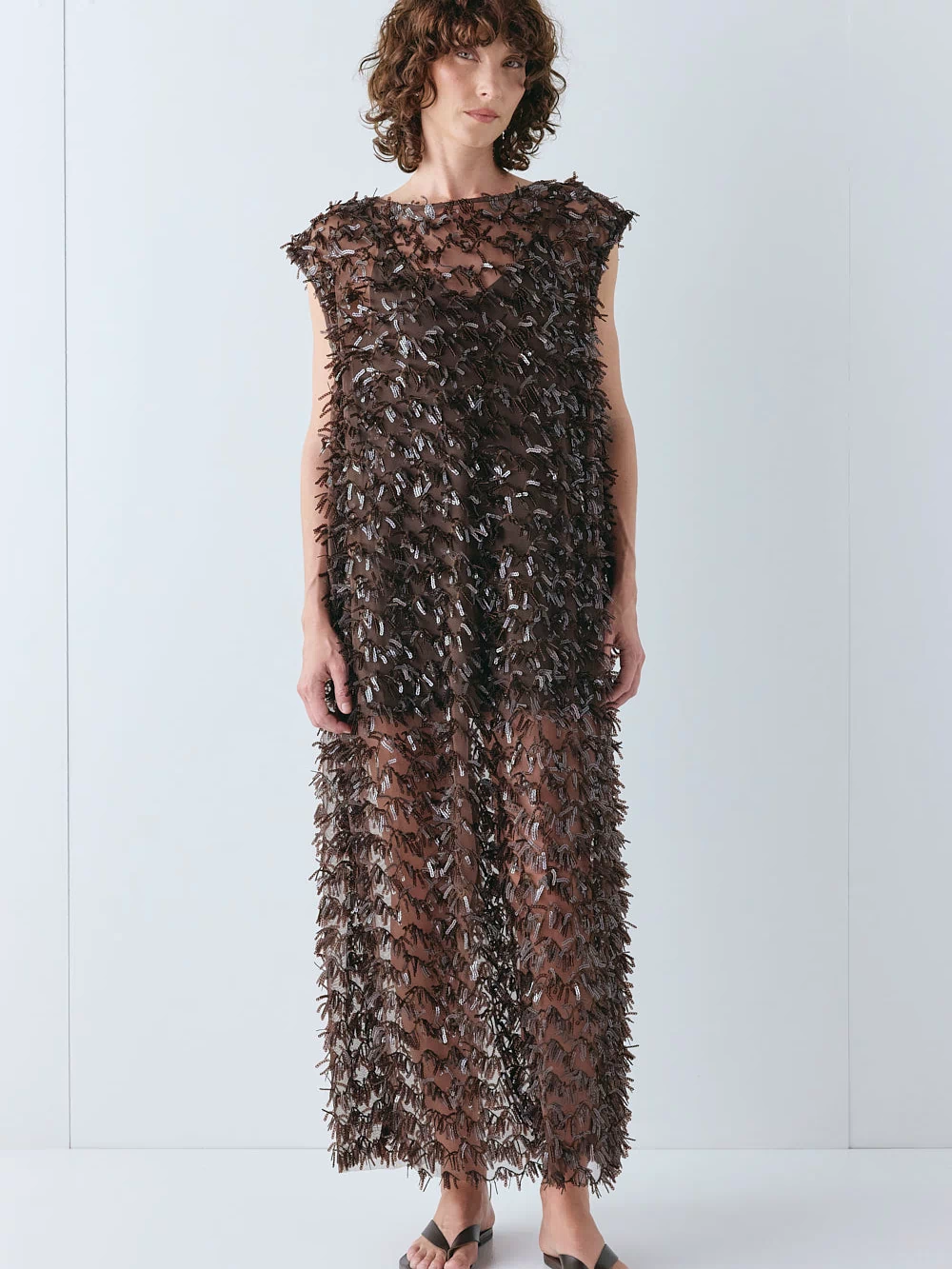 Natalia Sequin Maxi Dress Chocolate