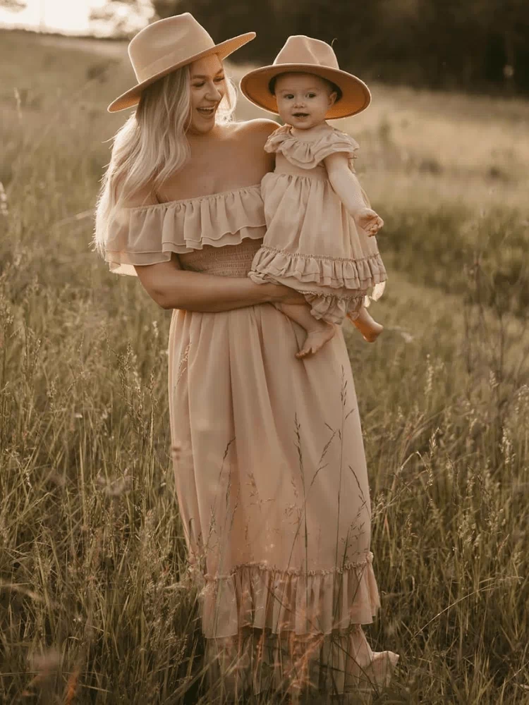 Nellie Ruffle Maxi Dress - Champagne product_type - Bailey's Blossoms