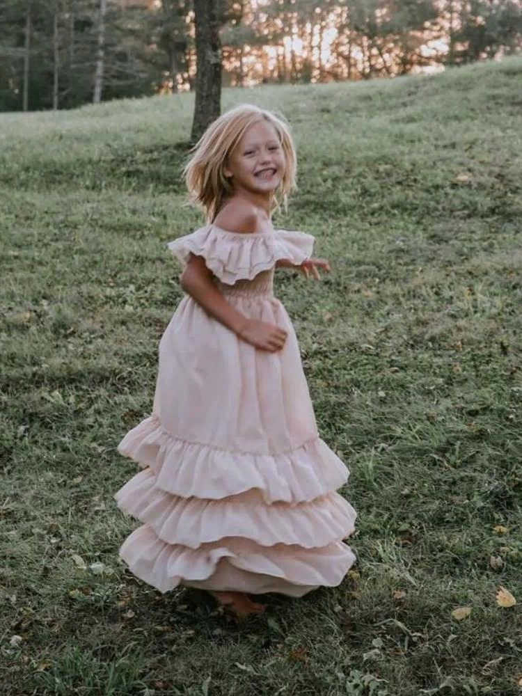 Nellie Ruffle Maxi Dress - Champagne #product_type - Bailey's Blossoms