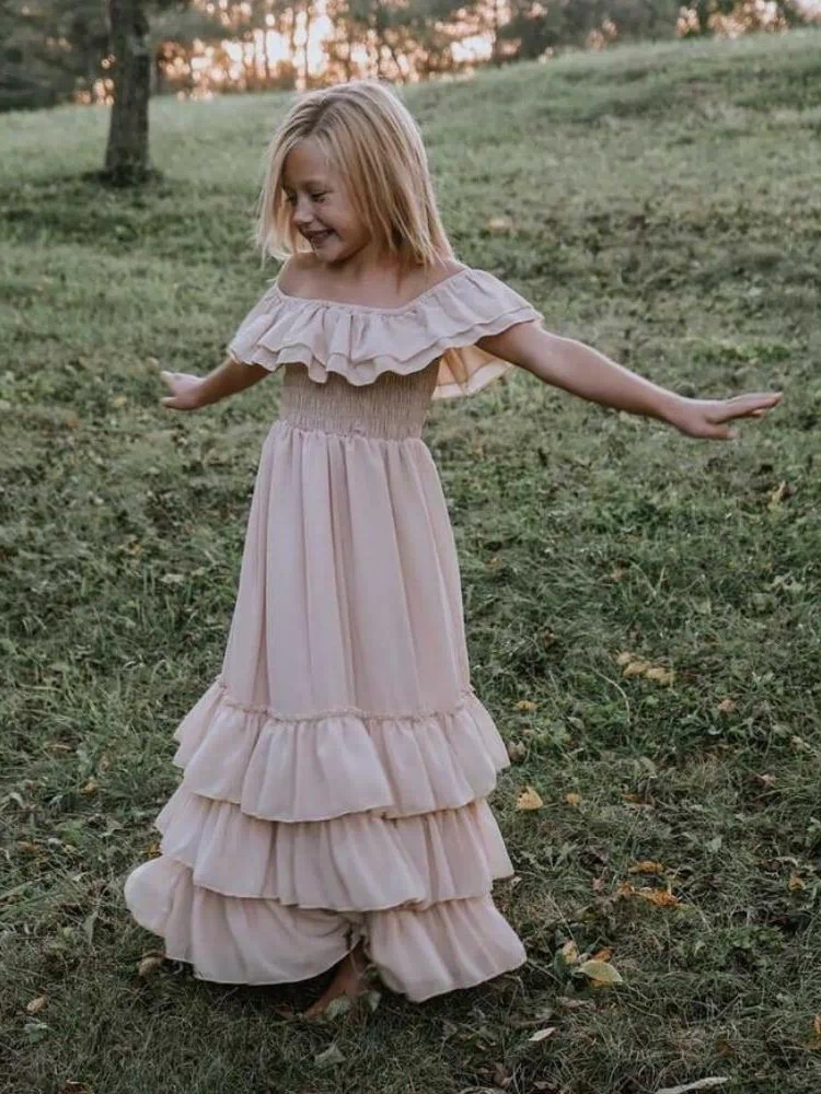 Nellie Ruffle Maxi Dress - Champagne #product_type - Bailey's Blossoms