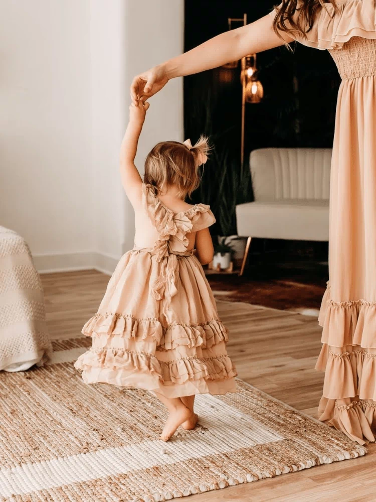 Nellie Ruffle Maxi Dress - Champagne product_type - Bailey's Blossoms