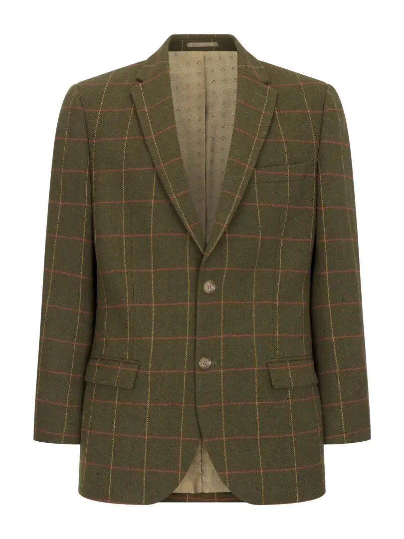 Olive green plaid tweed blazer from New Forest Heritage Tweed collection made with luxurious materials