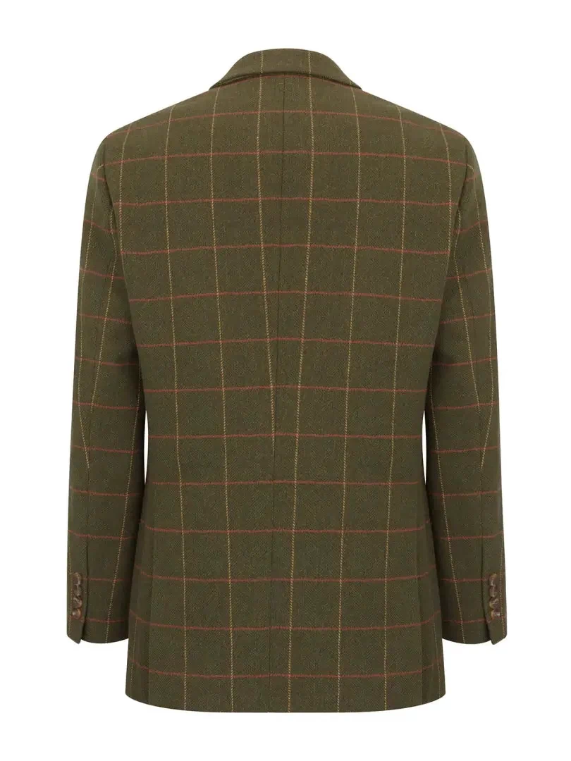 Olive green plaid tweed blazer from New Forest Heritage Tweed collection, luxe forest heritage style