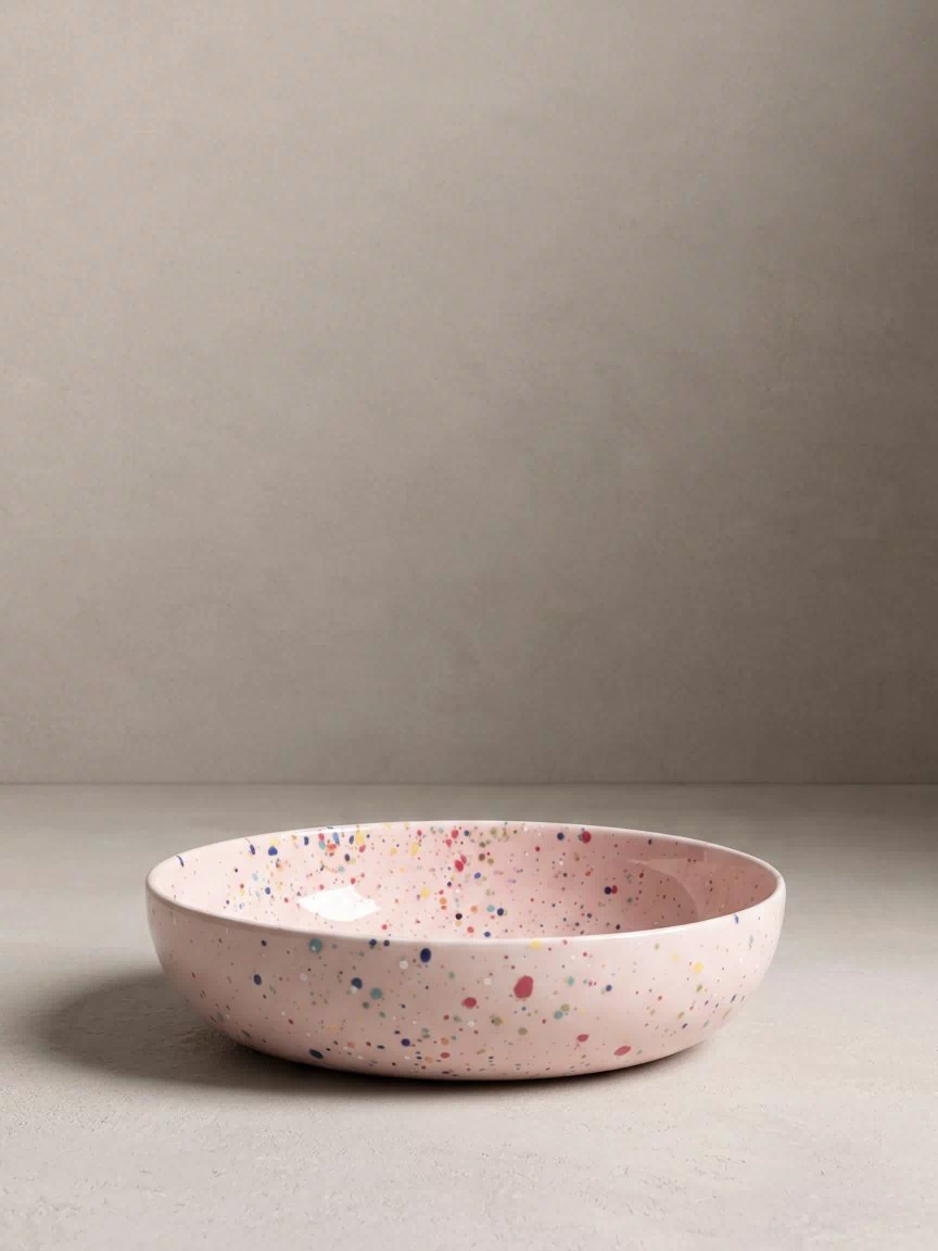New Party Pasta Plate 21cm Pink – handmade stoneware plate – Egg Back Home