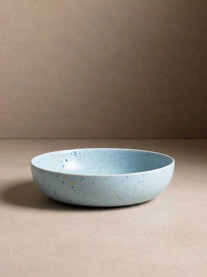 New Party Pasta Plate 21cm Soft Blue – handmade stoneware plate – Egg Back Home