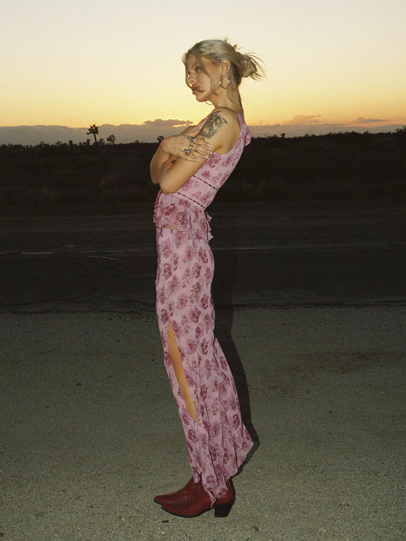back view of model wearing Princess Polly Nikolise Maxi Skirt Purple Maxi 