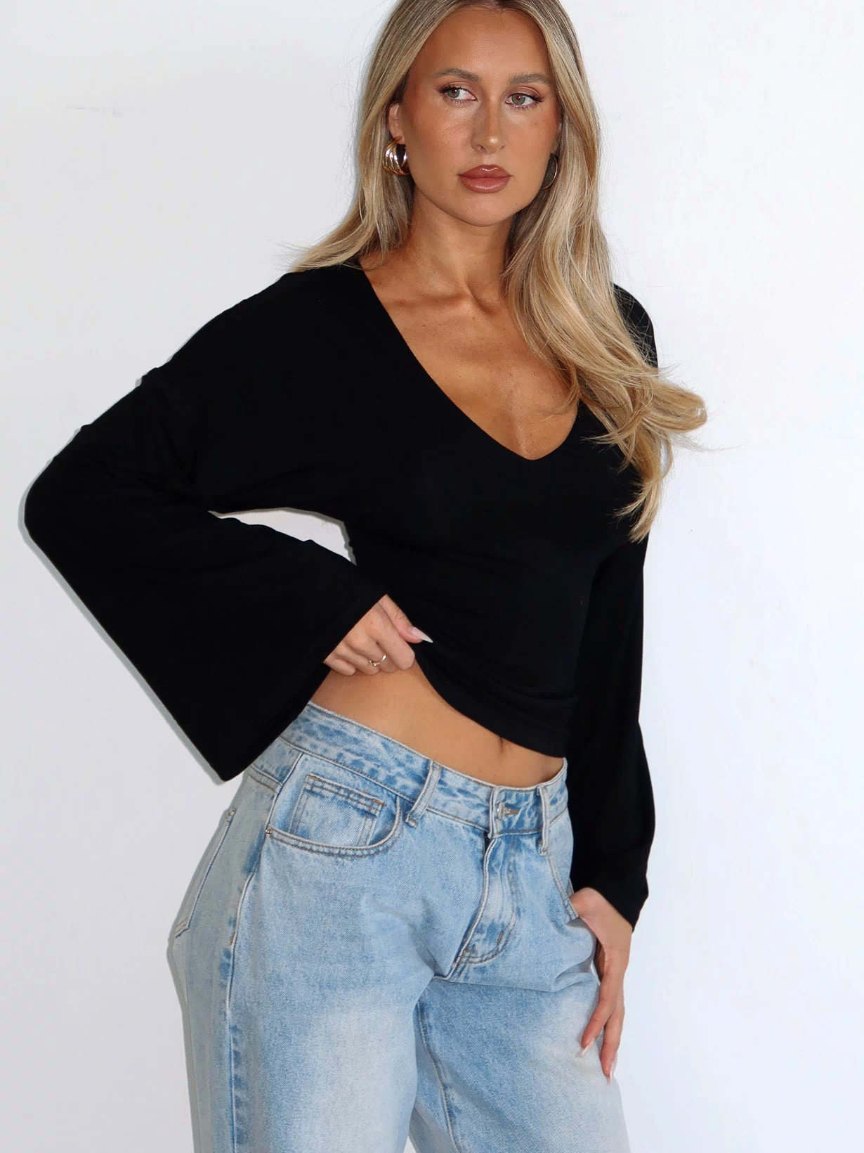 Nobody's Watching Long Sleeve Top Black