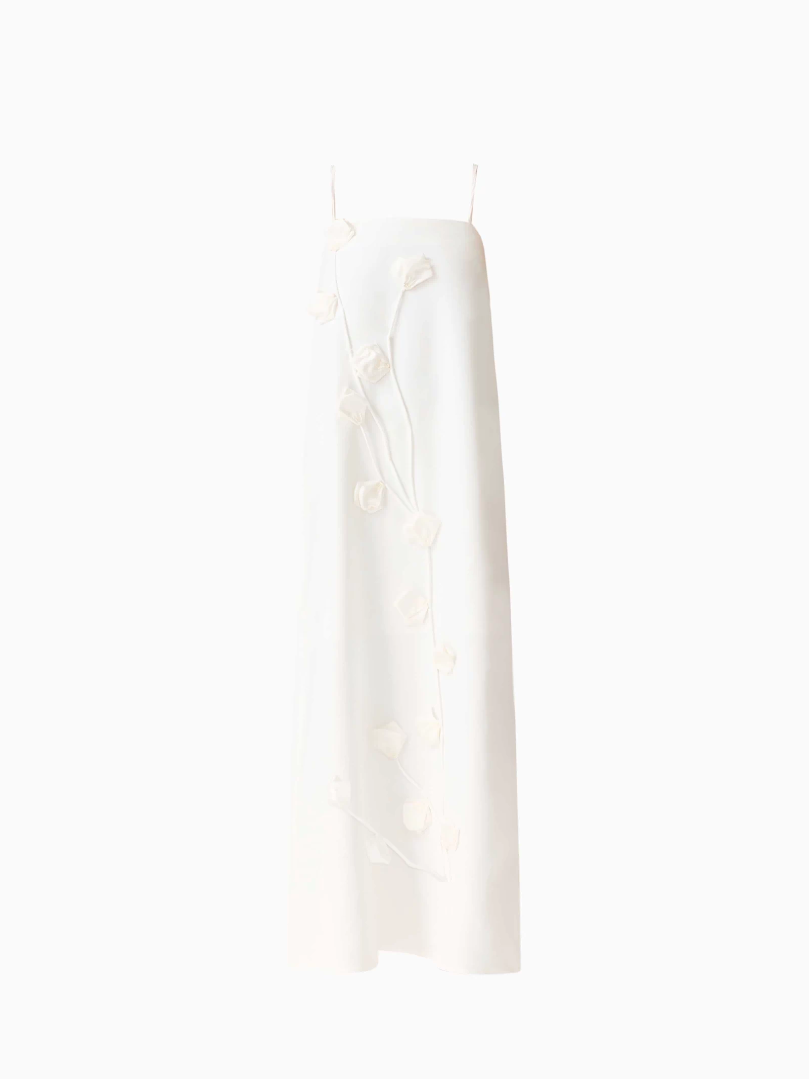 Nolana Floral Applique Gown in White ghost shot