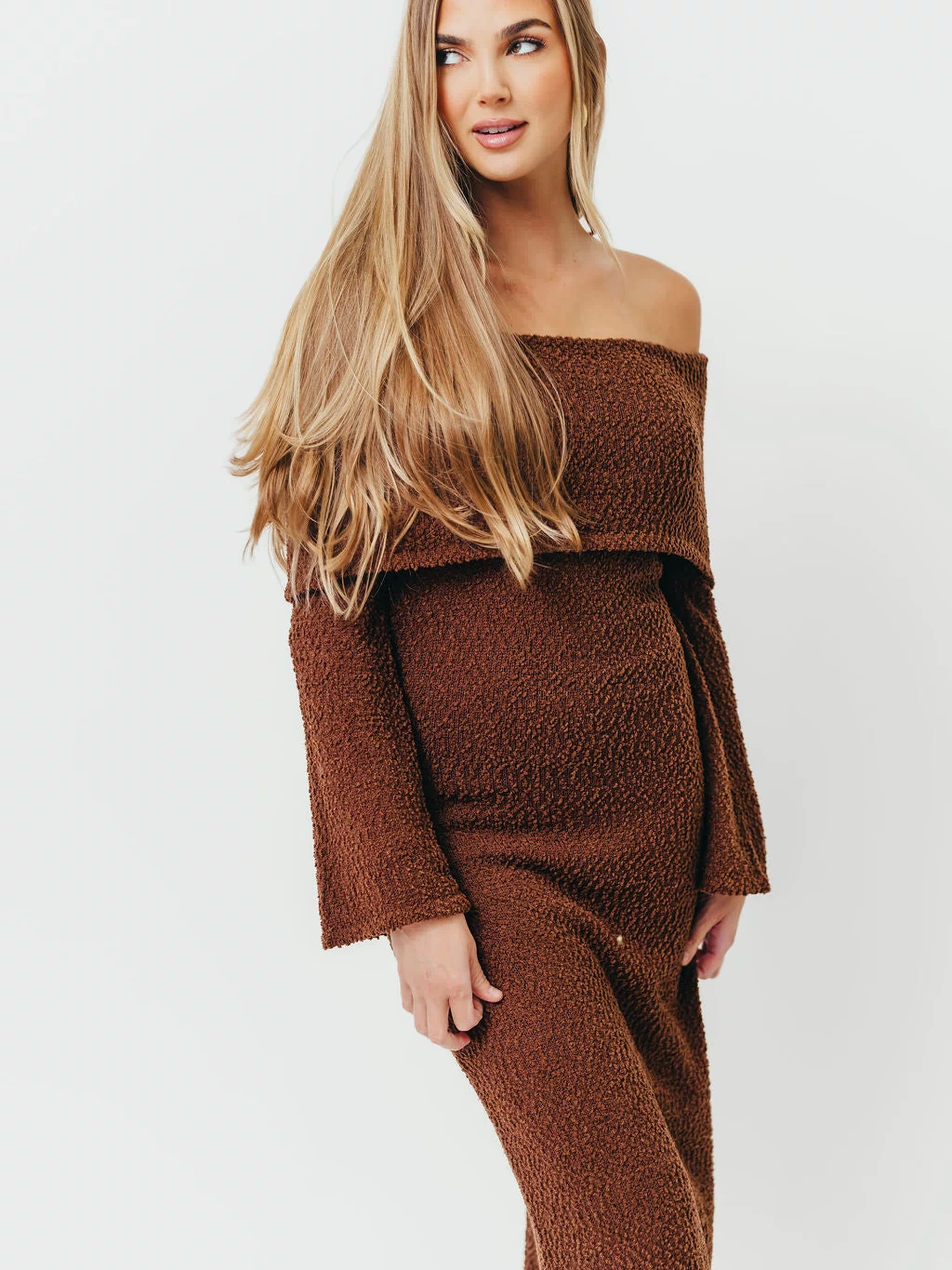Nora Knit Maxi Dress in Chocolate Brown - Bump Friendly