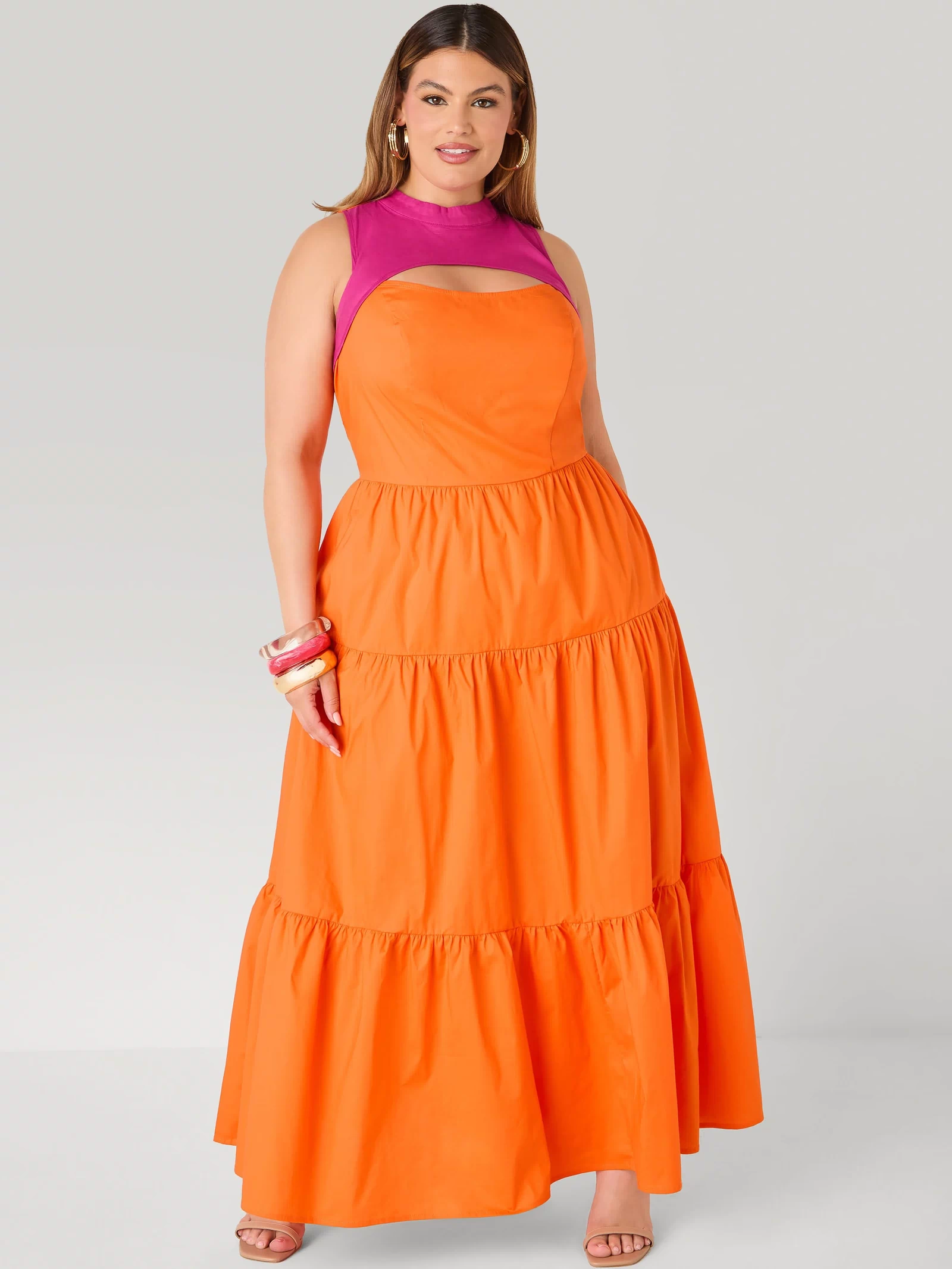 Cutout Two Tone Maxi Dress