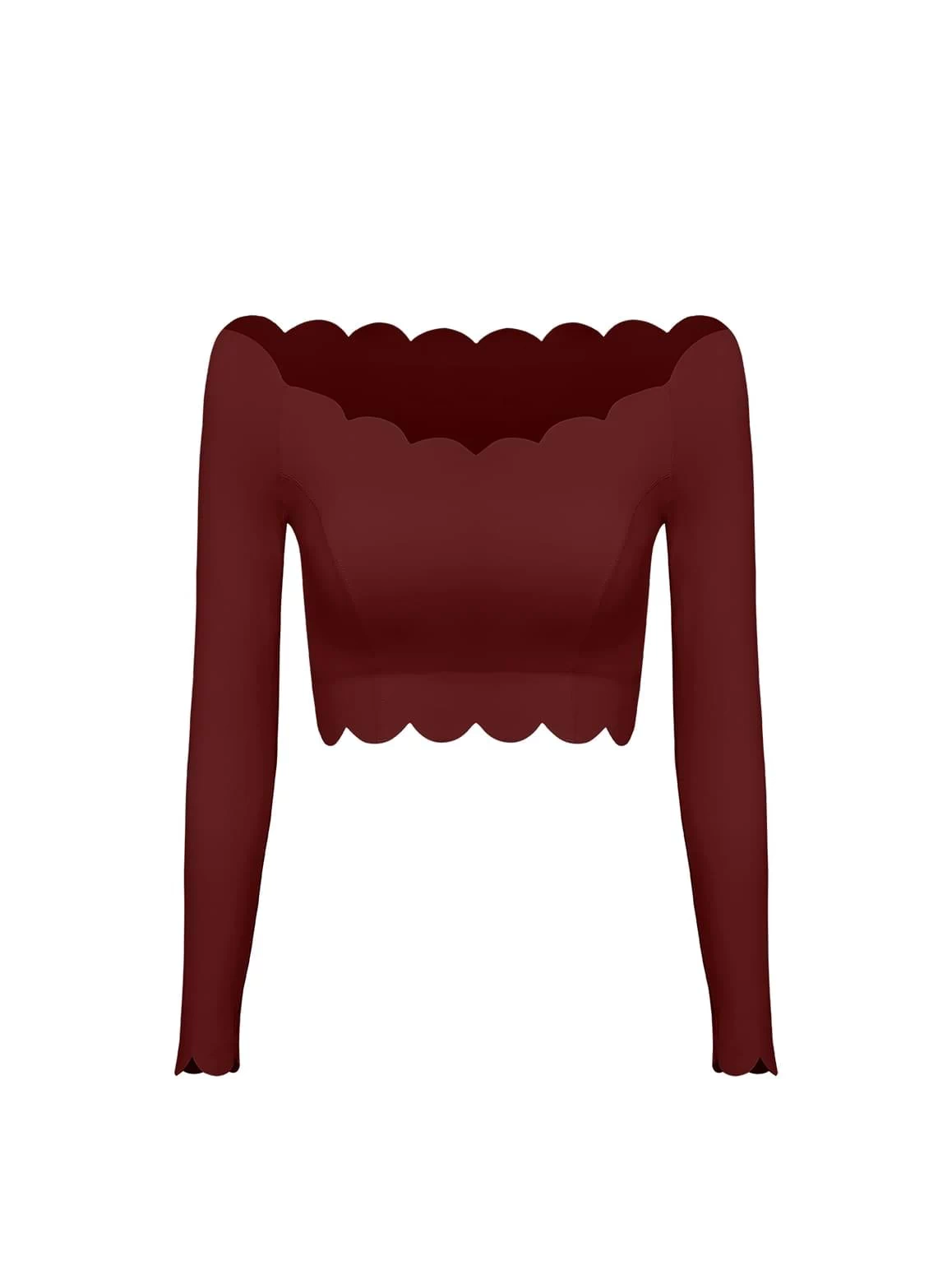 Off Shoulder Long Sleeve Crop Top - WISKIIWS301mulledwineS