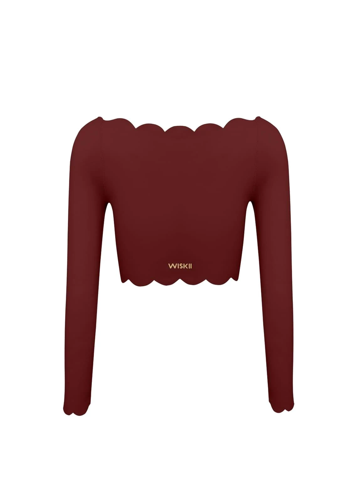 Off Shoulder Long Sleeve Crop Top - WISKIIWS301mulledwineS