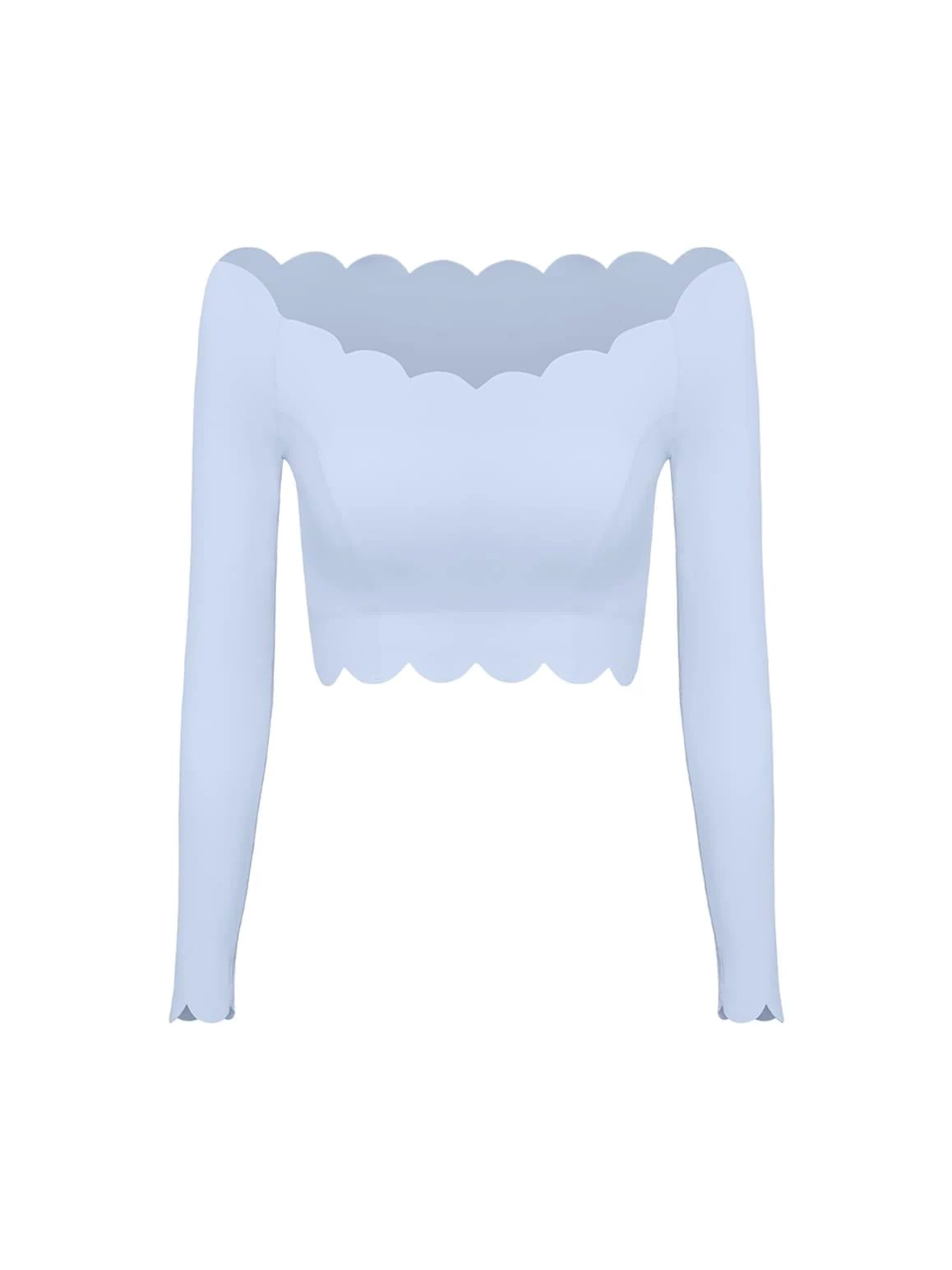 Off Shoulder Long Sleeve Crop Top - WISKIIWS301heavenlyblueS
