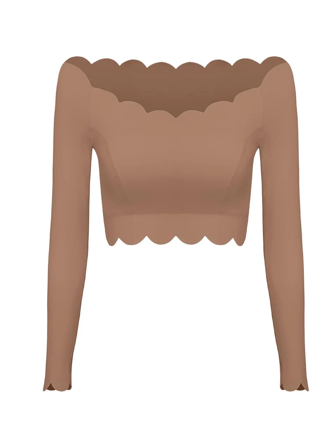 Off Shoulder Long Sleeve Crop Top - WISKIIWS301TuscanTanS