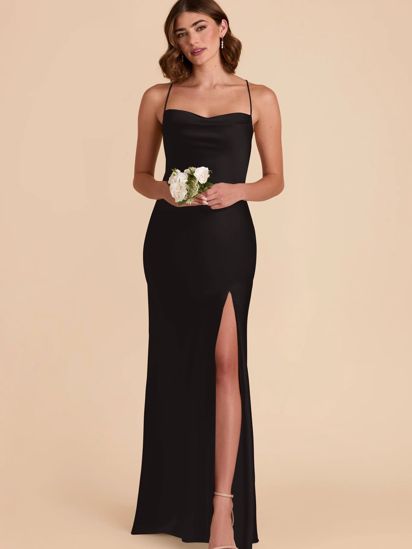 Olivia Matte Satin Dress - Black