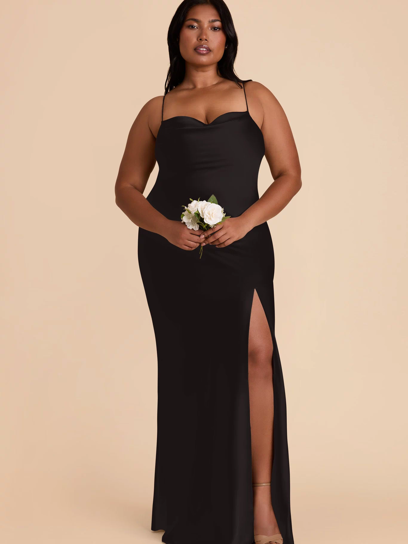 Black Olivia Matte Satin Dress by Birdy Grey