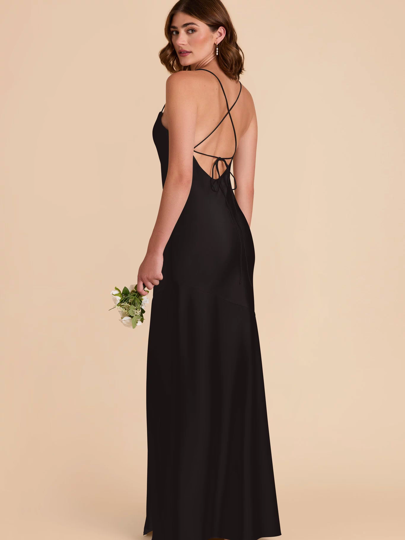 Black Olivia Matte Satin Dress by Birdy Grey