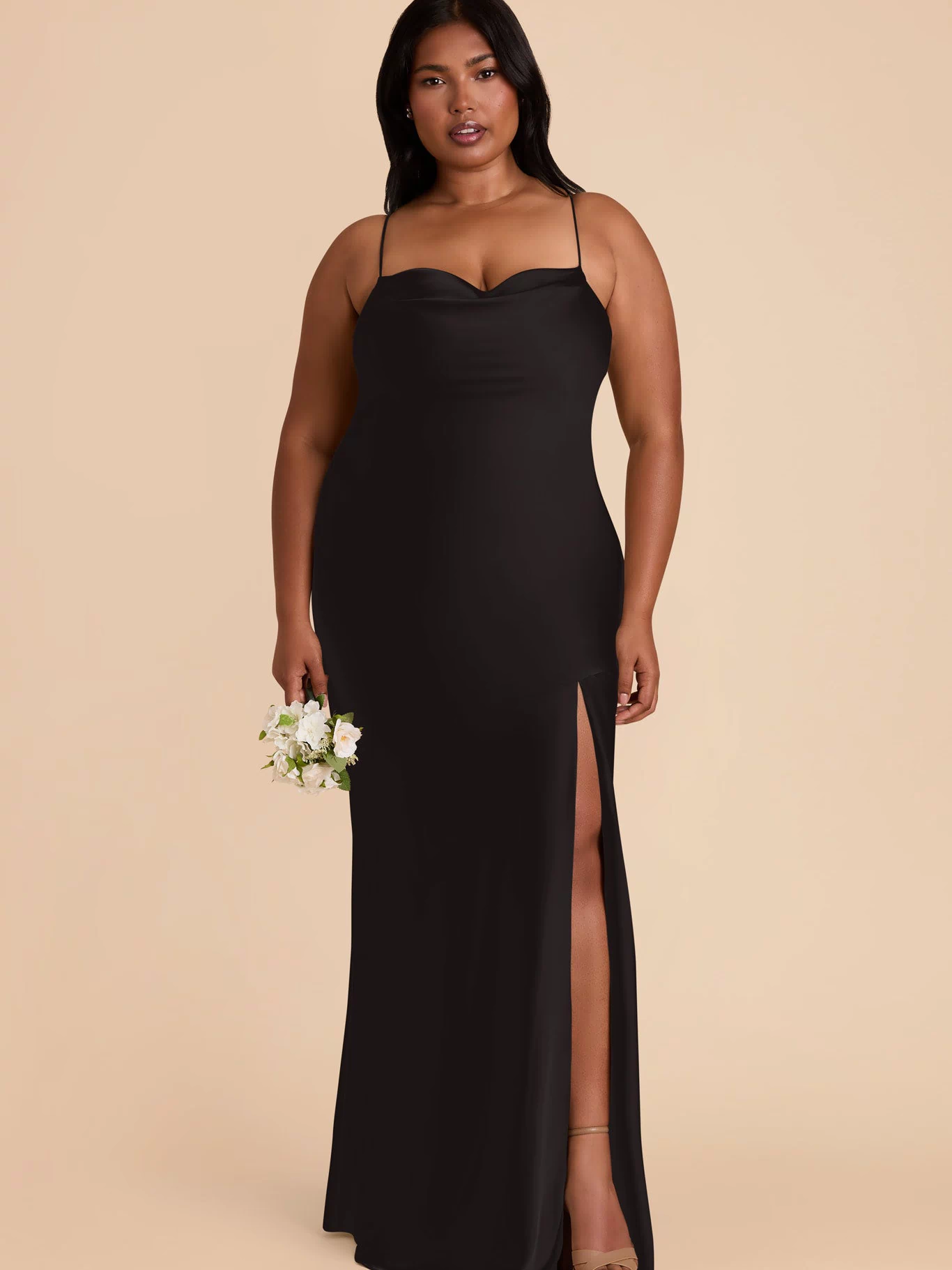 Black Olivia Matte Satin Dress by Birdy Grey