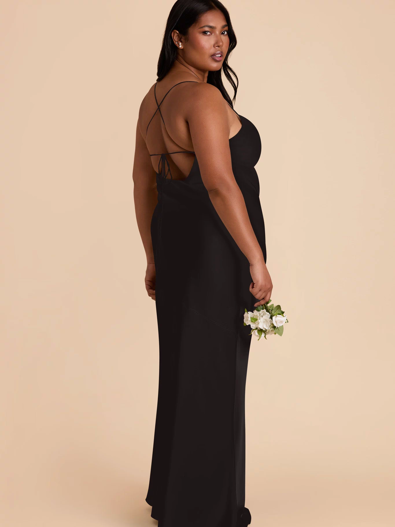 Black Olivia Matte Satin Dress by Birdy Grey