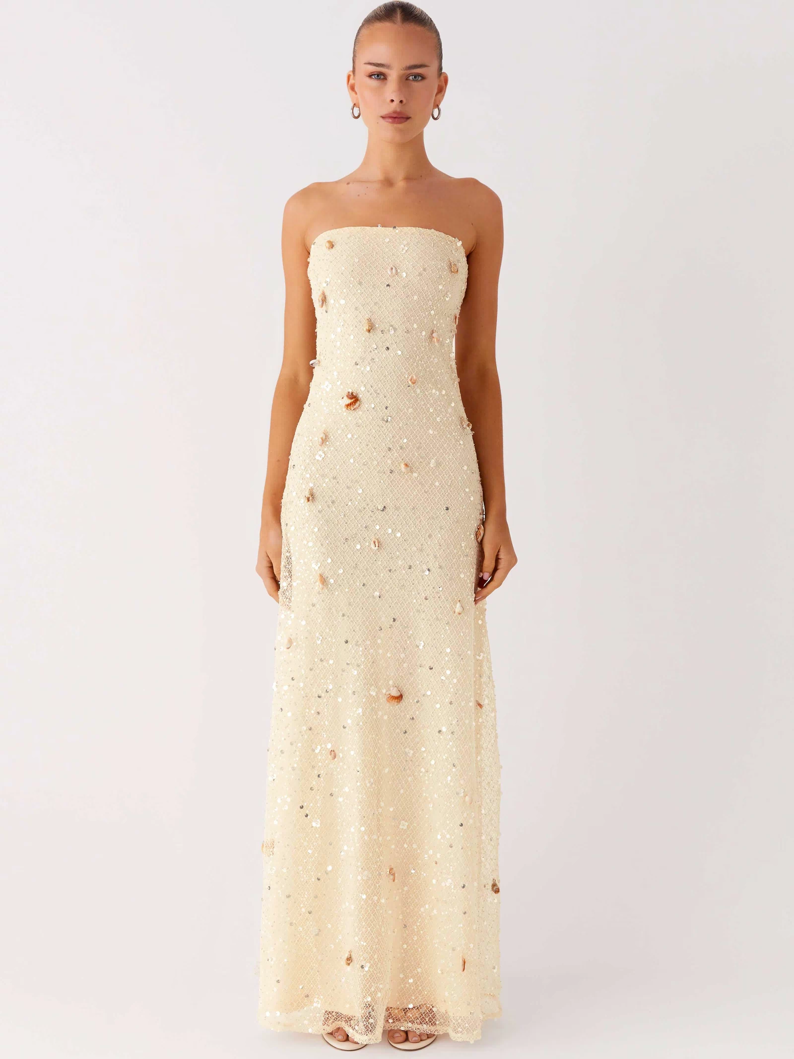Orelli Shell Sequin Knit Maxi Dress - Ivory