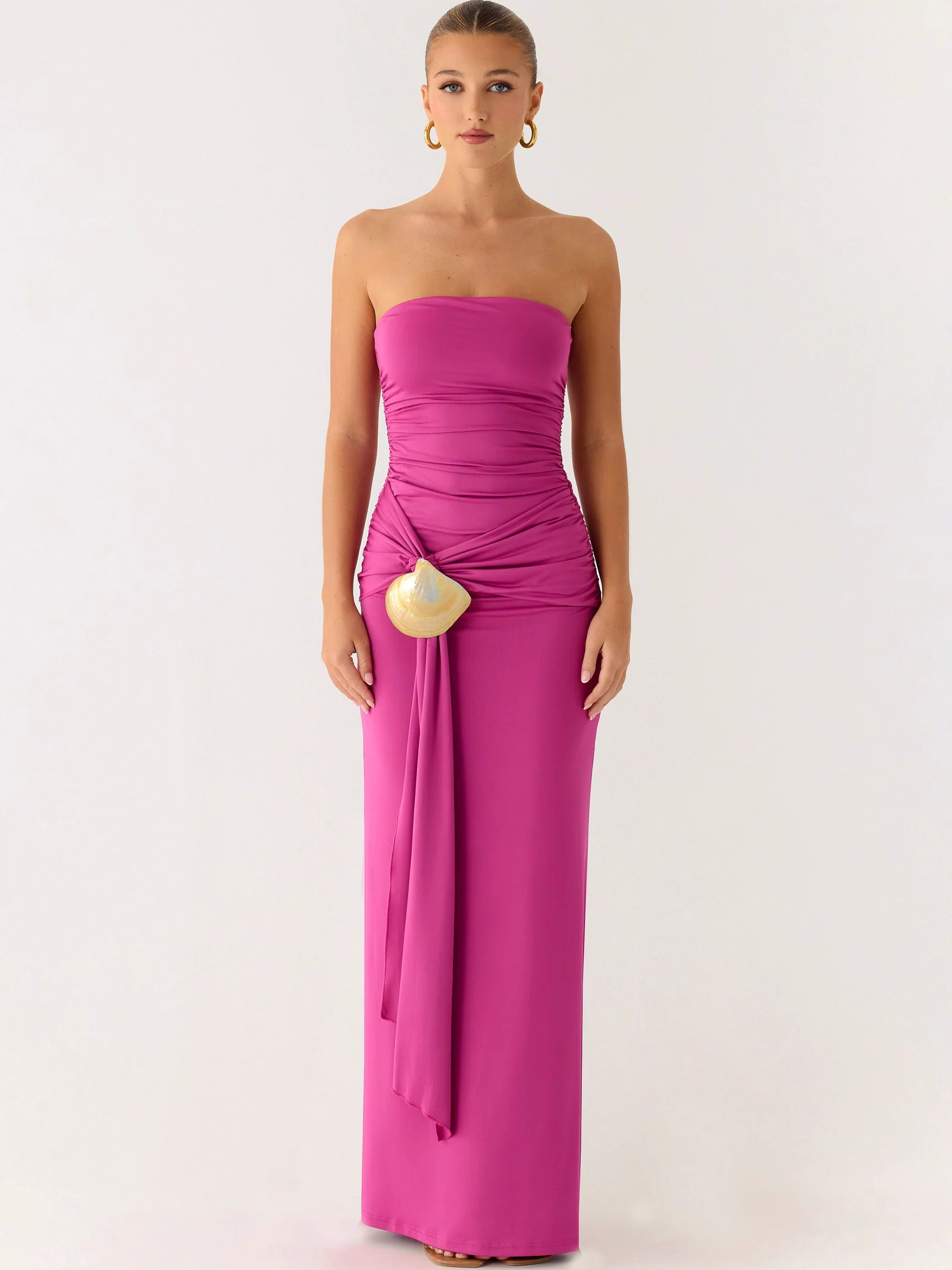 Party After Party Shell Maxi Dress - Fuchsia