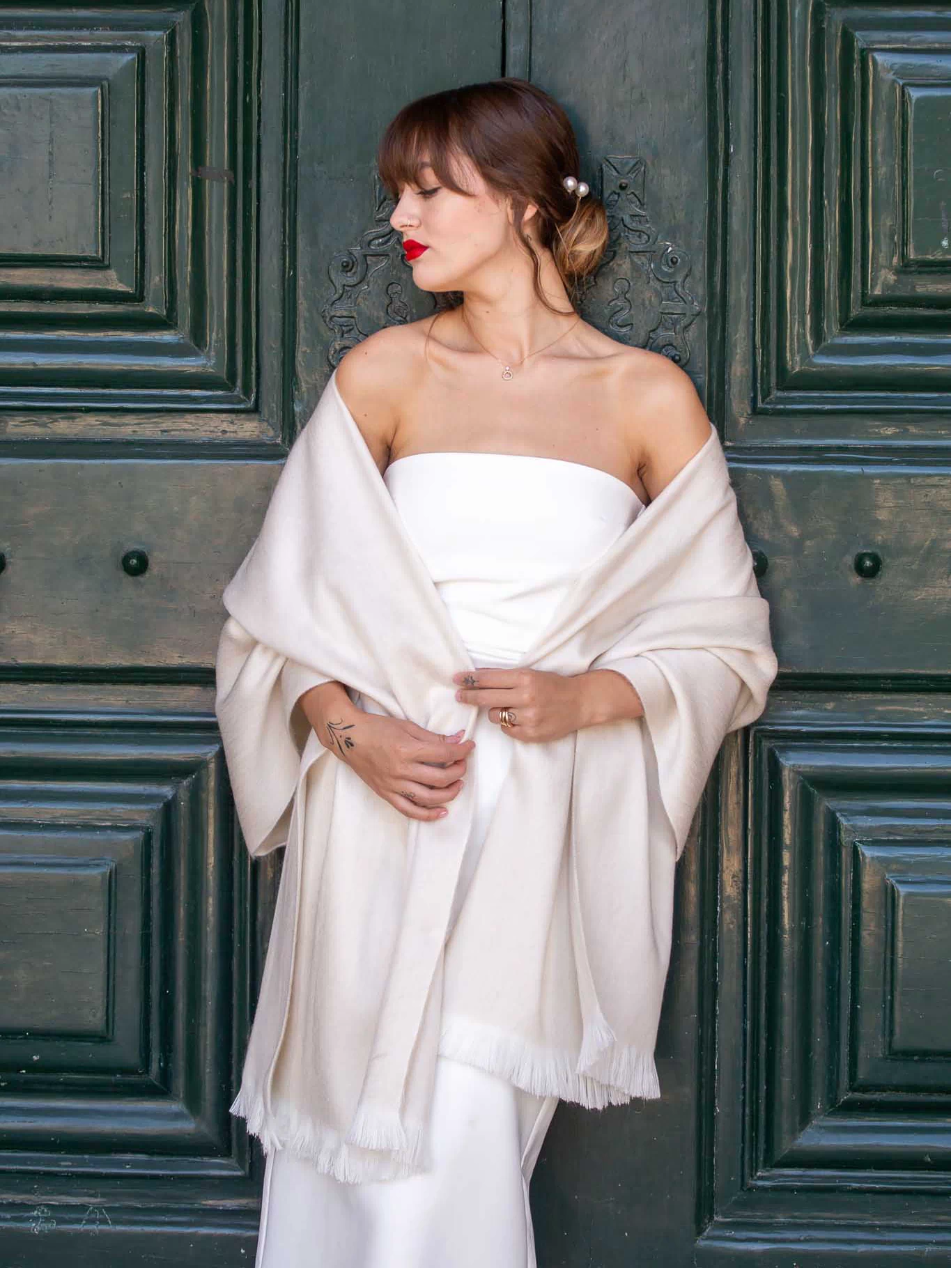 Pearl Alpaca Wedding Shawl